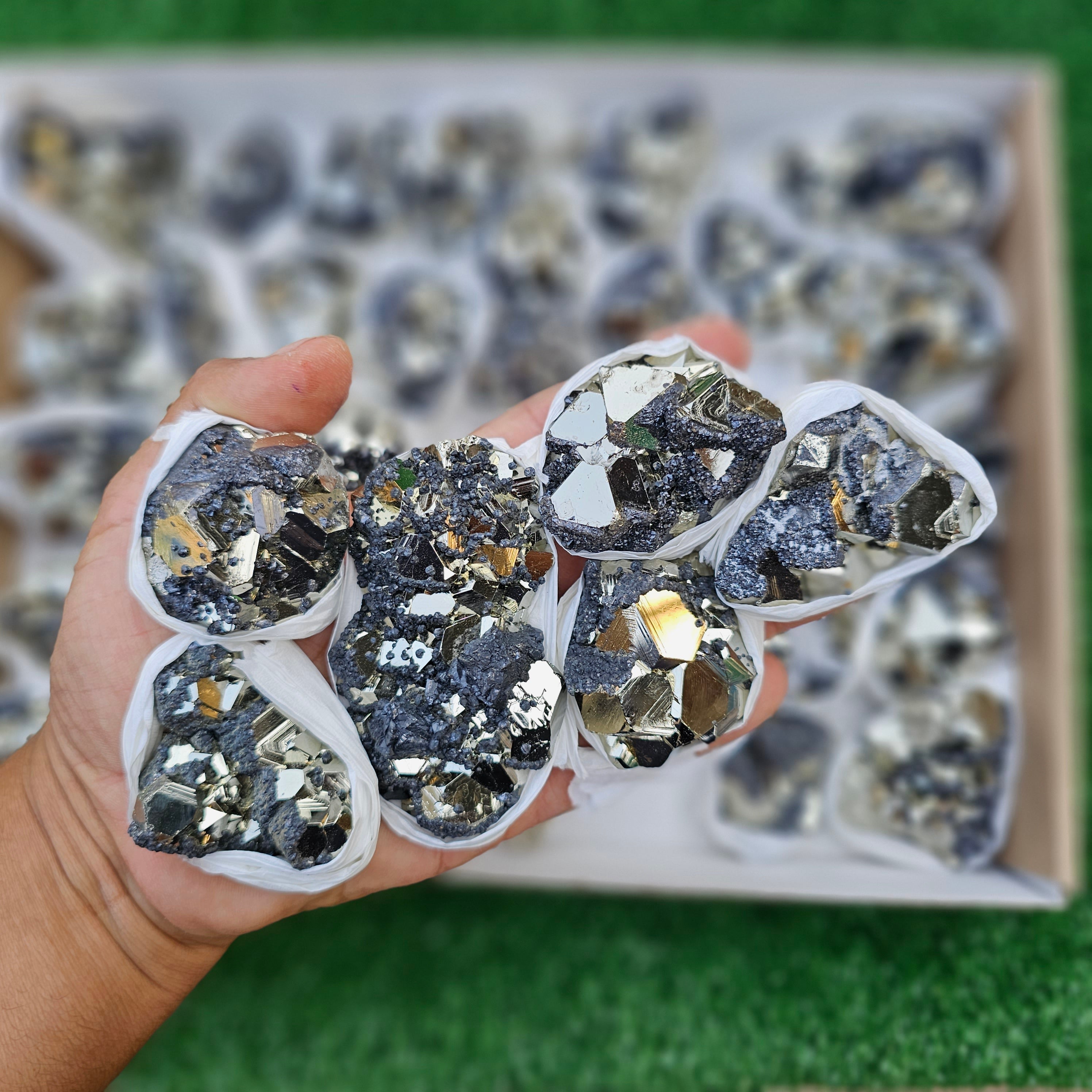 37 pc pyrite octahedral with sphalerite