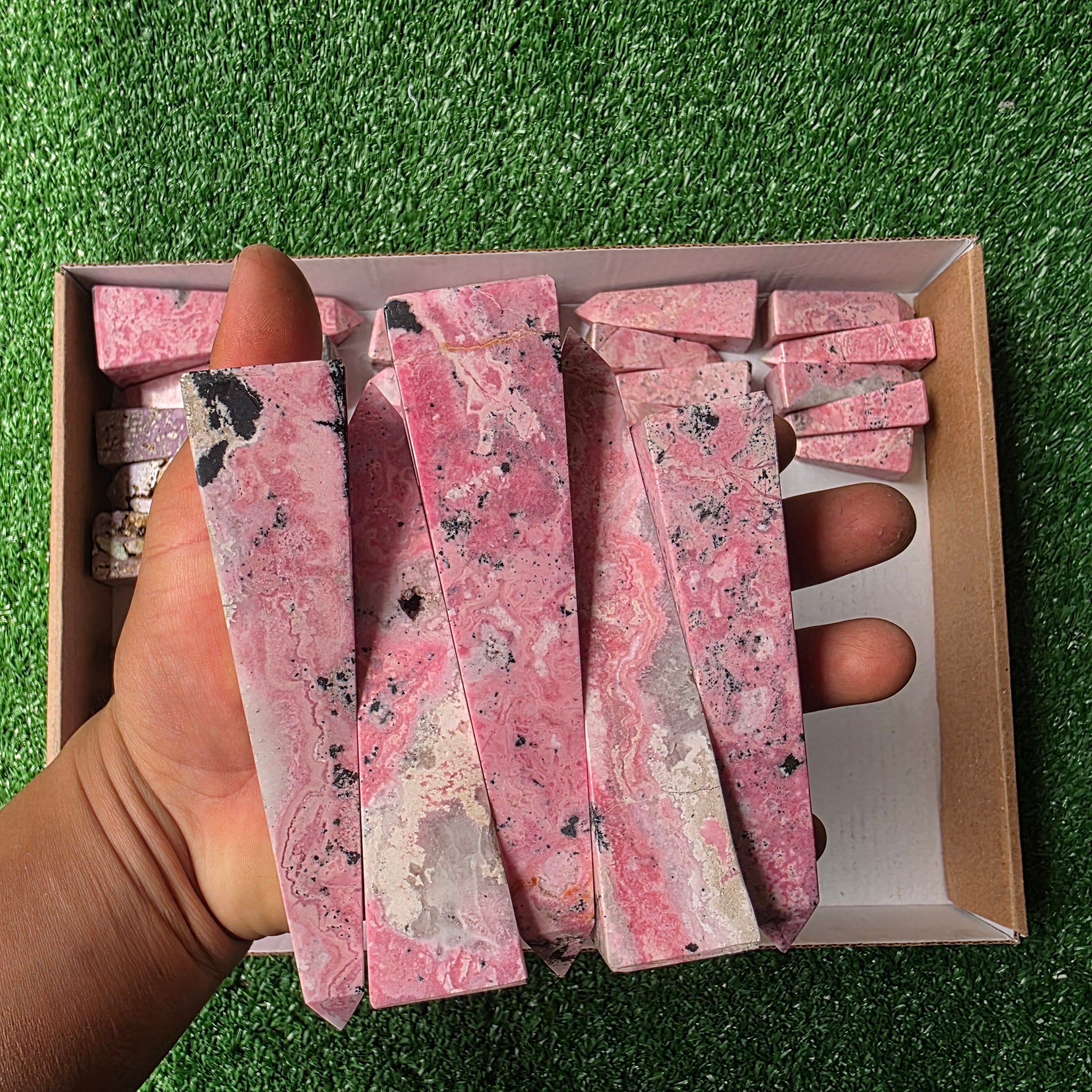 lot 37 pcs Rhodonite and Phosphosiderite tower