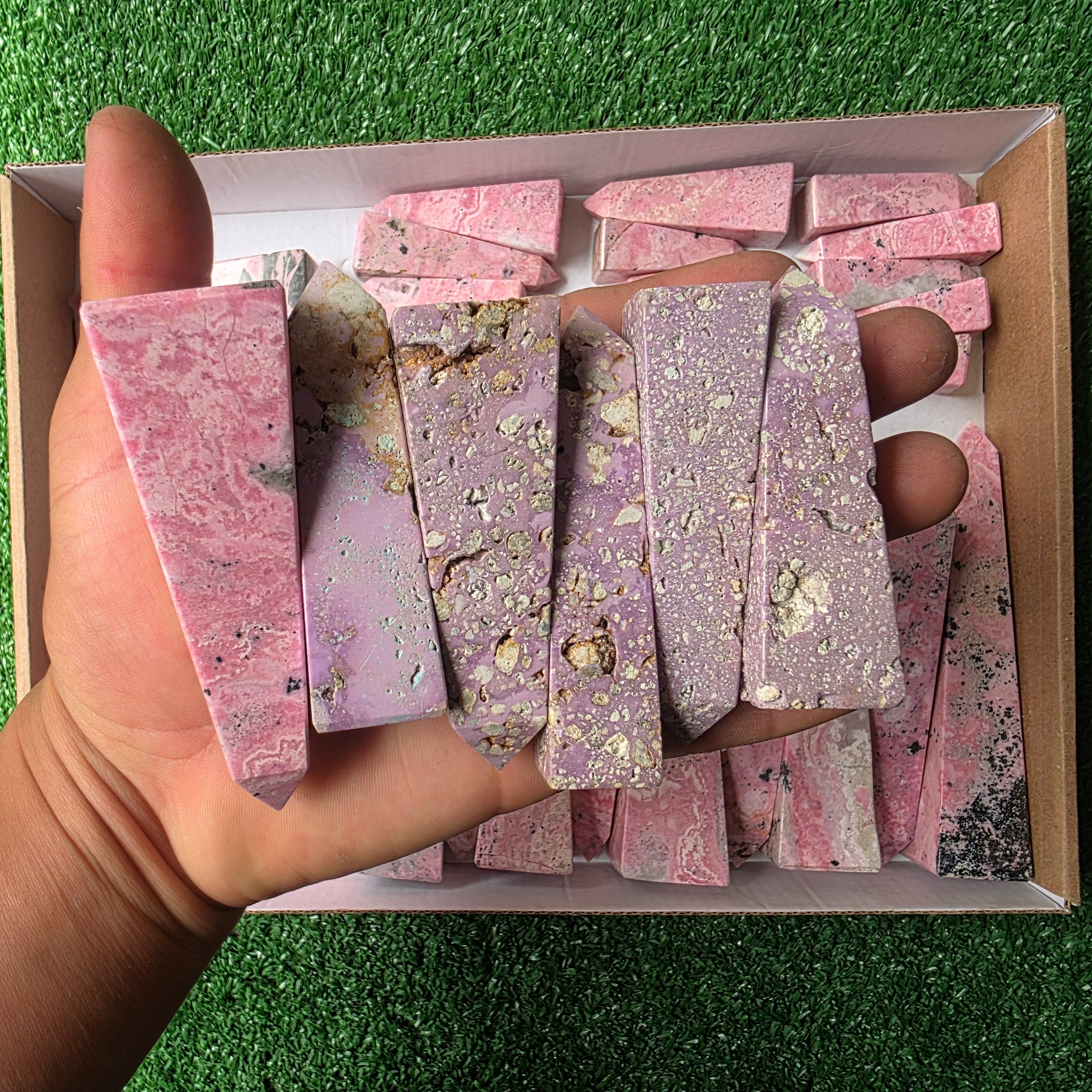 lot 37 pcs Rhodonite and Phosphosiderite tower
