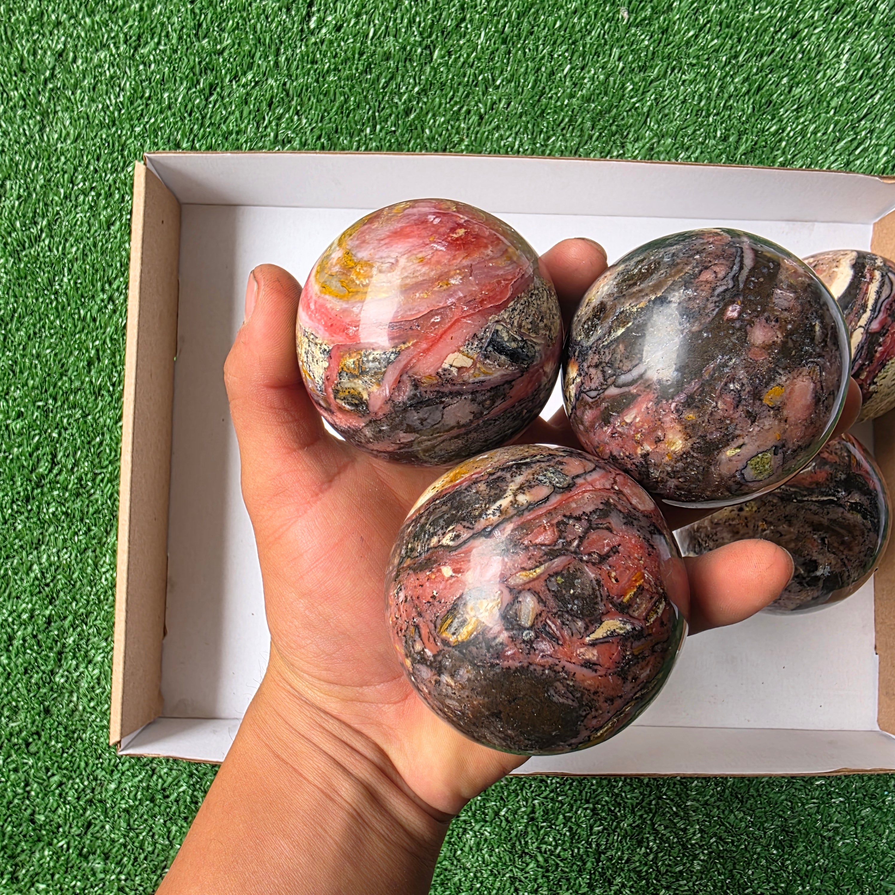 Lot 7 pcs strawberry pink opal Sphere