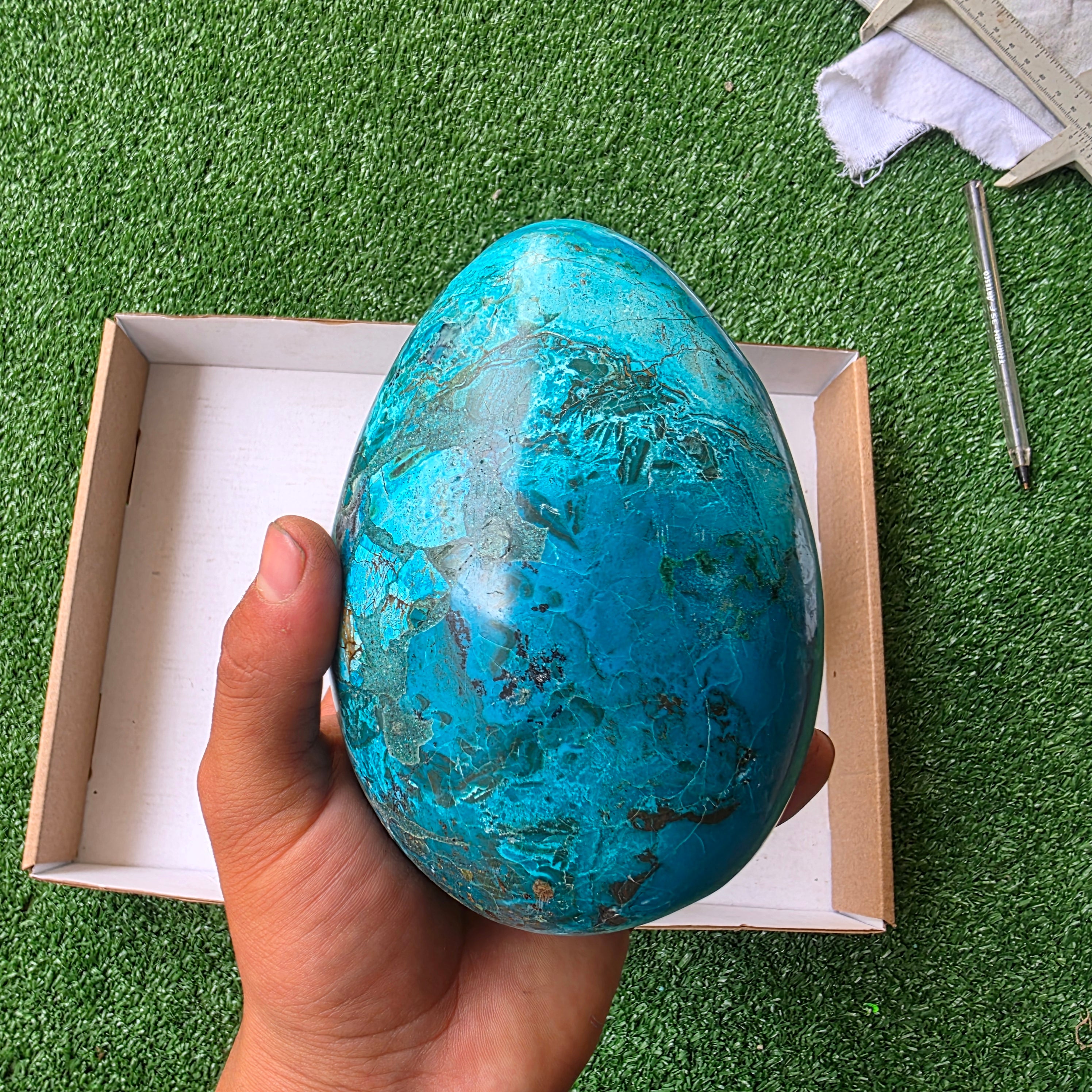 lot 3 pcs Chrysocolla egg and sphere