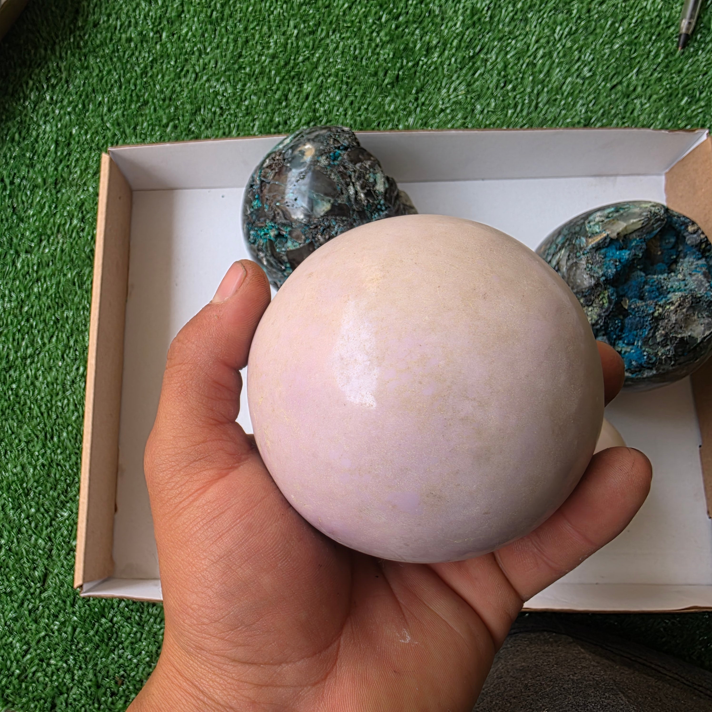 lot 5 pcs Quantum Quattro, Phosphosiderite and Andean Opal sphere