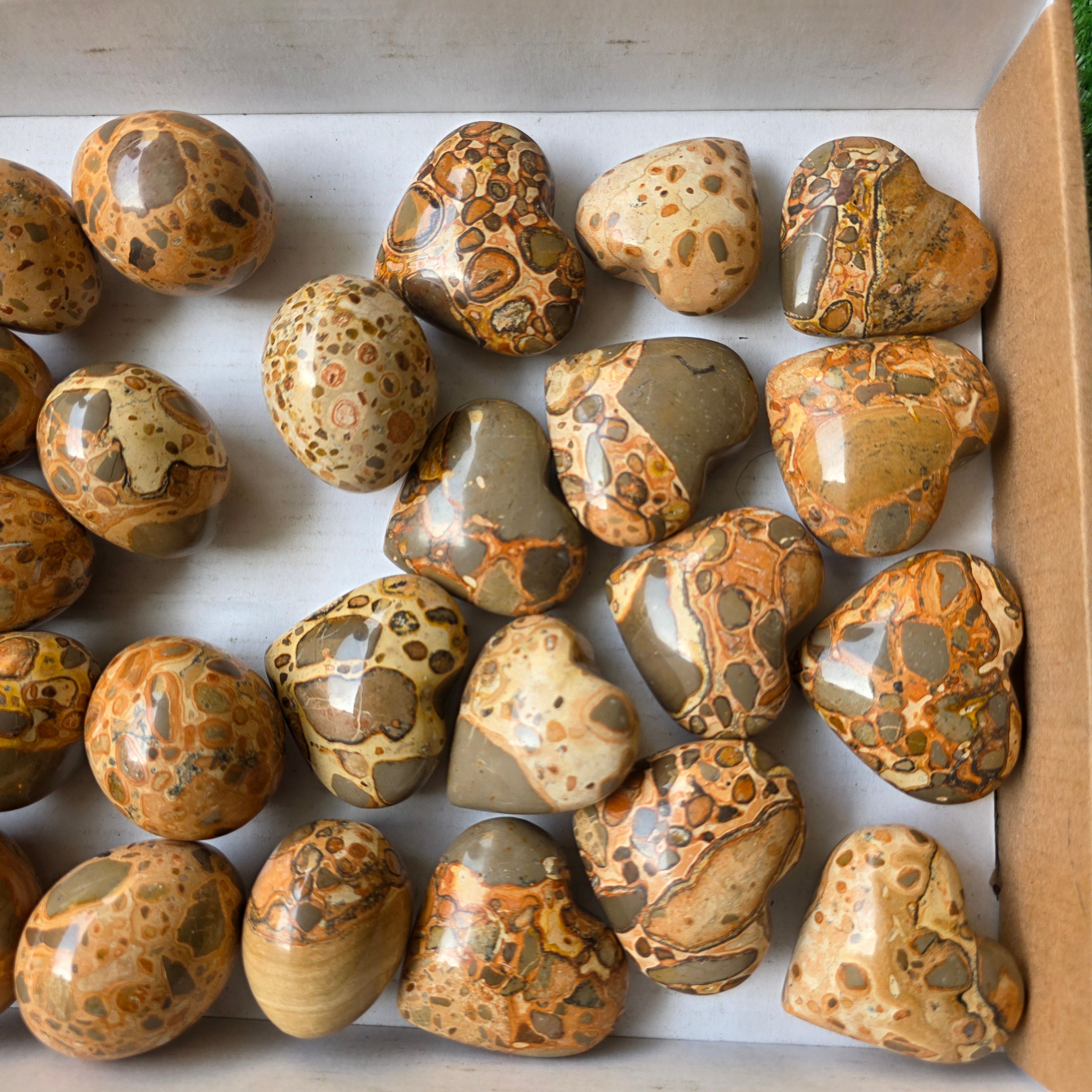Lot 28 pcs Jaspe Leopardo Heart and Egg