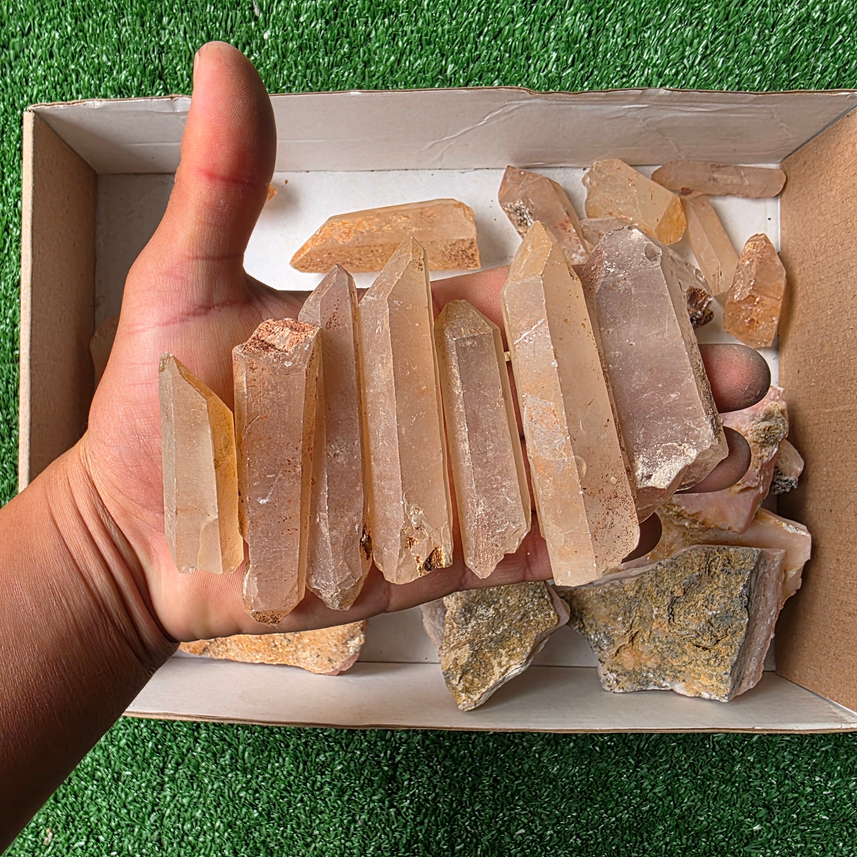 Lot 36 pcs Crystal Quartz and Pink Opal Rough