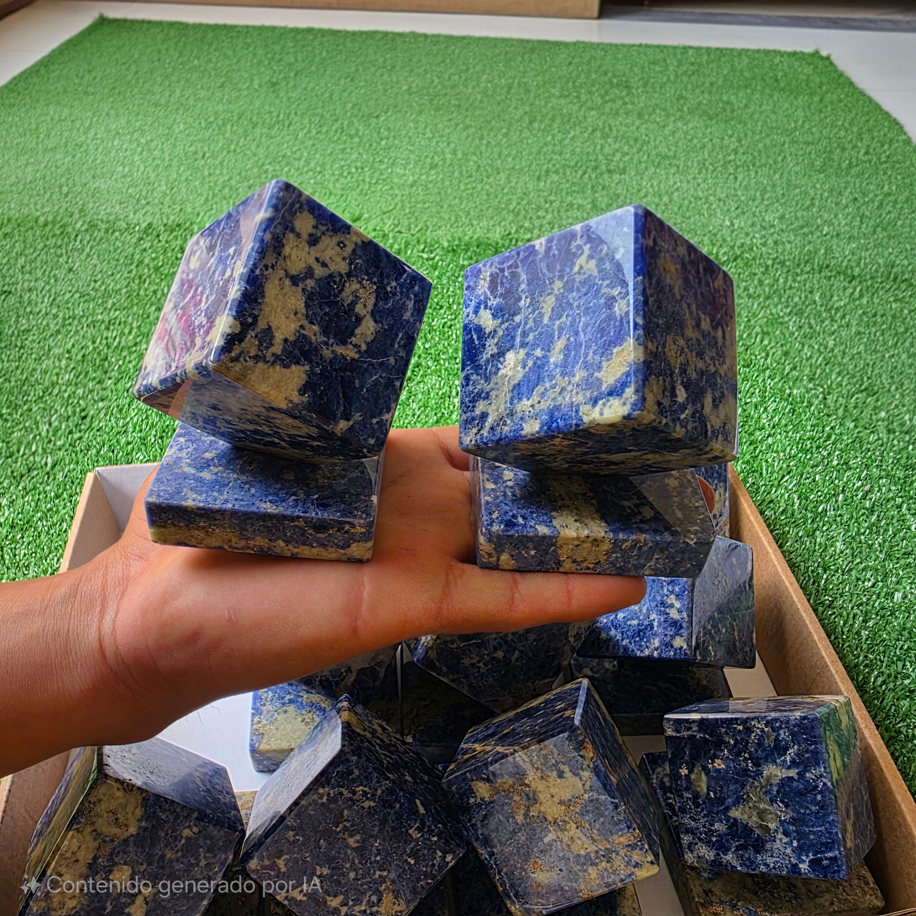 Lot 12 pcs Sodalite cube and base