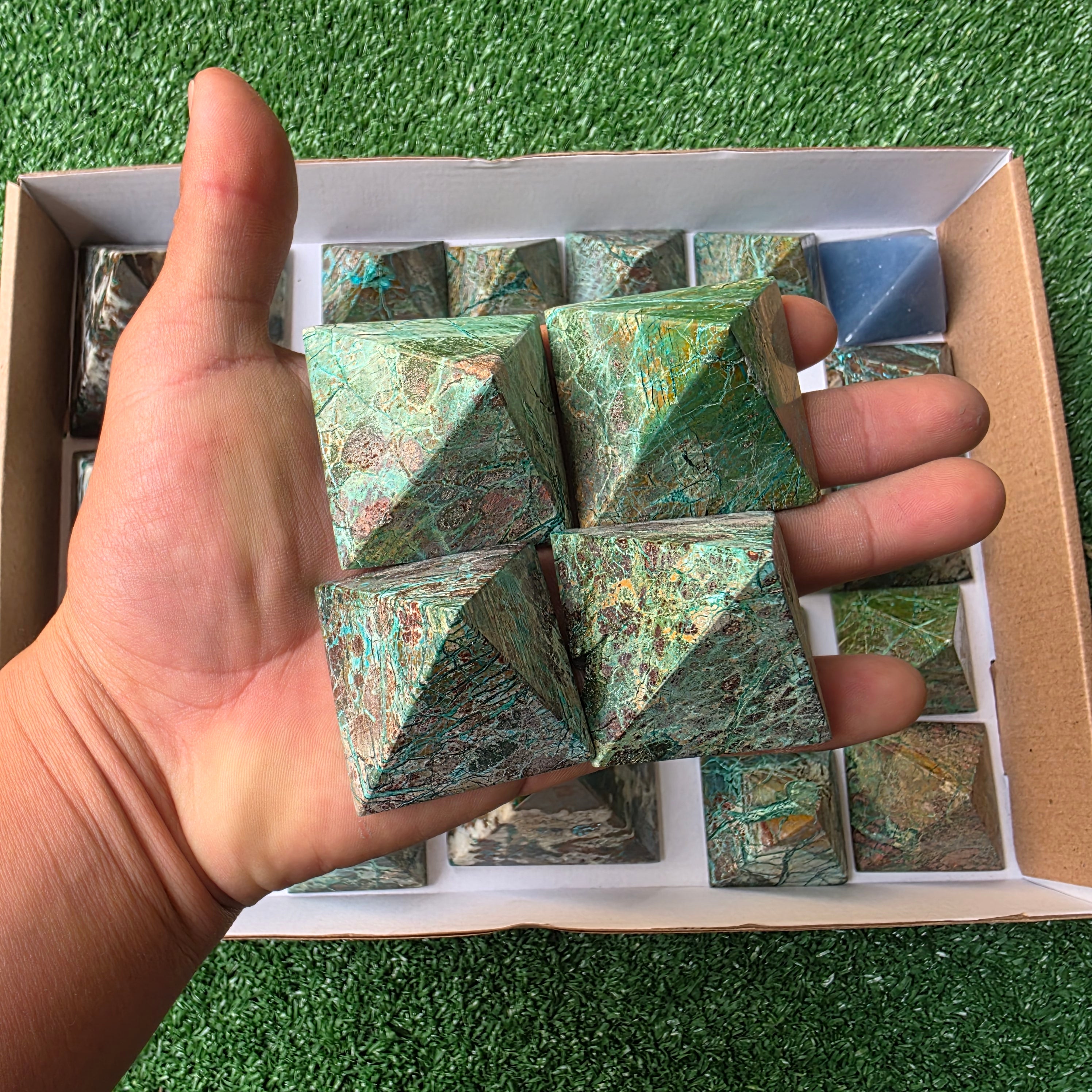 Lot 25 pcs Chrysocolla and Angelite Pyramid