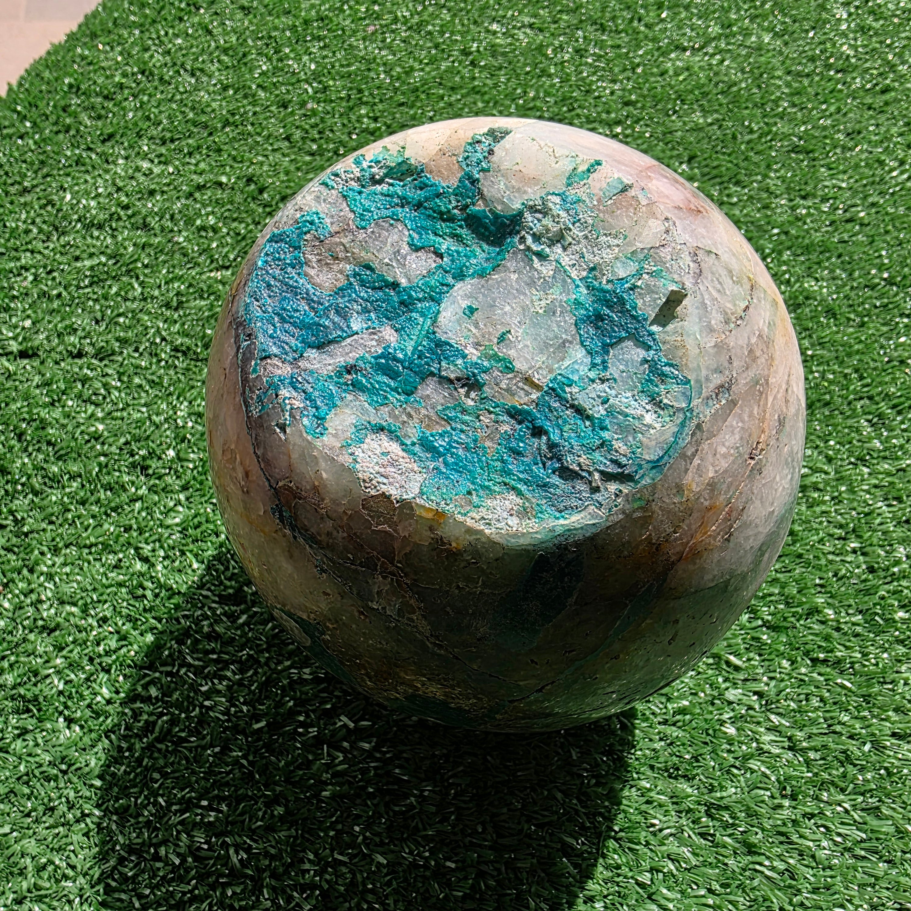 Lot 1 pc Chrysocolla on Quartz Sphere