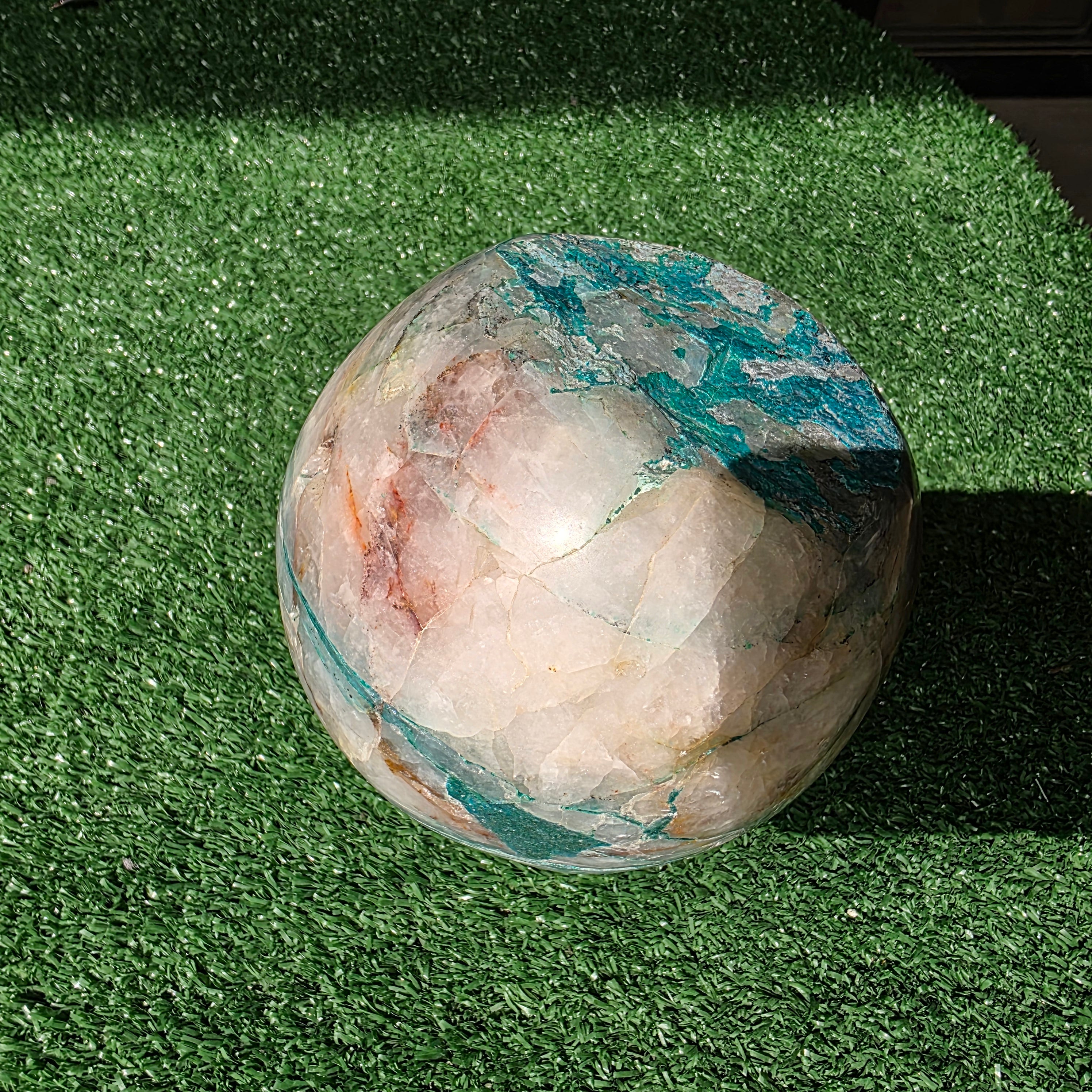 Lot 1 pc Chrysocolla on Quartz Sphere