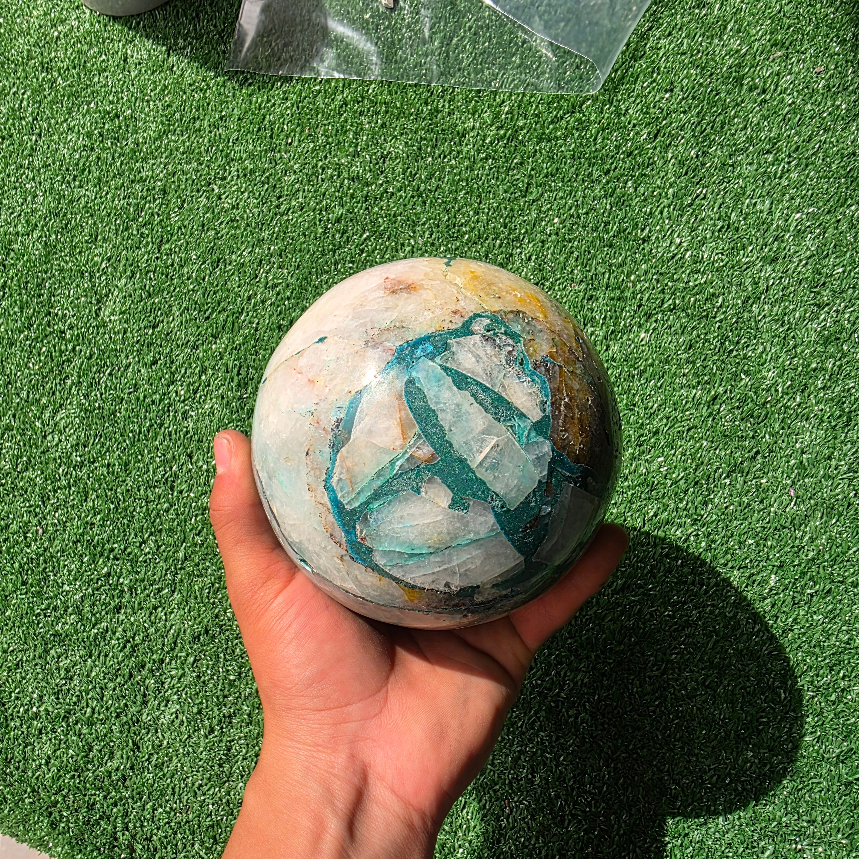Lot 1 pc Chrysocolla on Quartz Sphere
