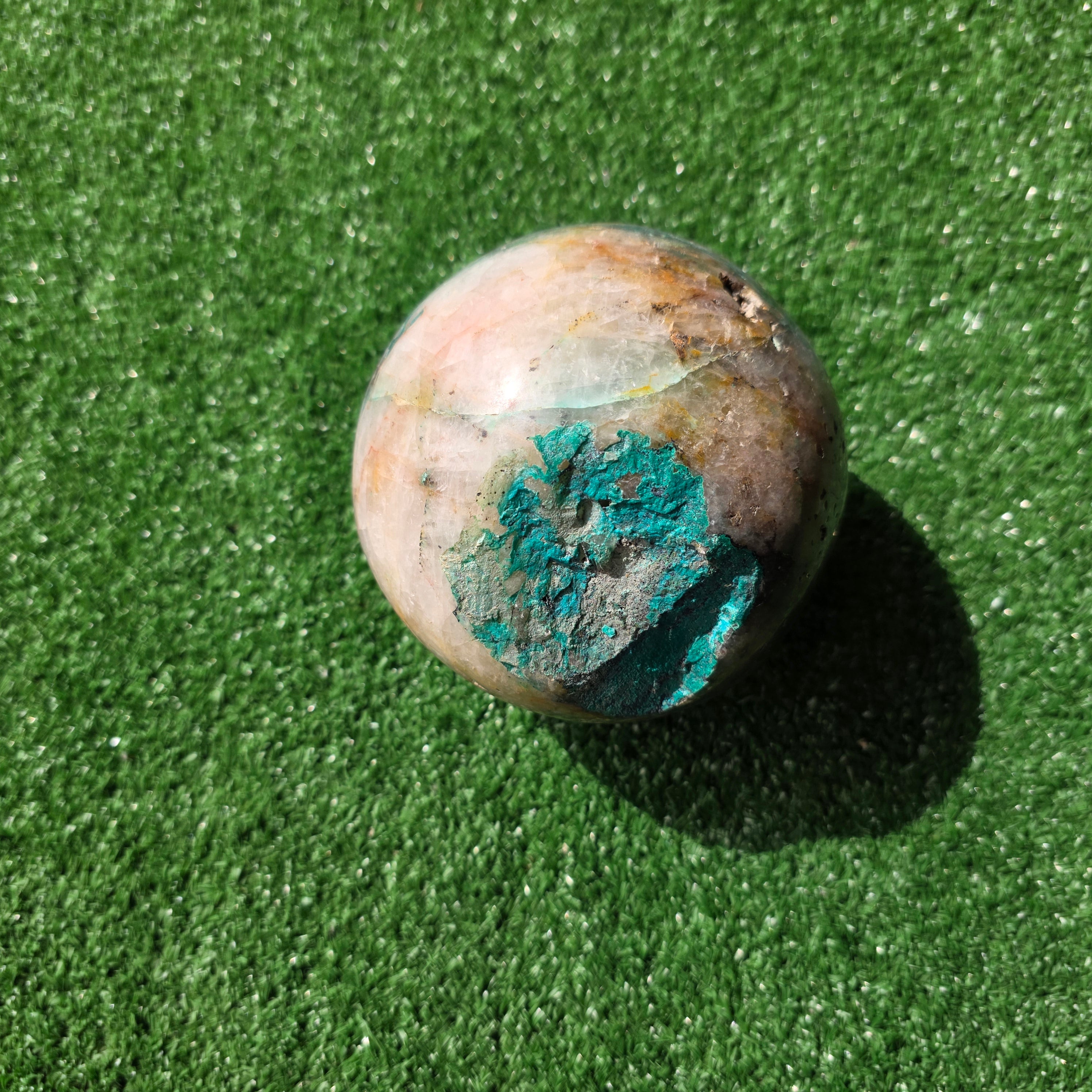 Lot 1 pc Chrysocolla on Quartz Sphere