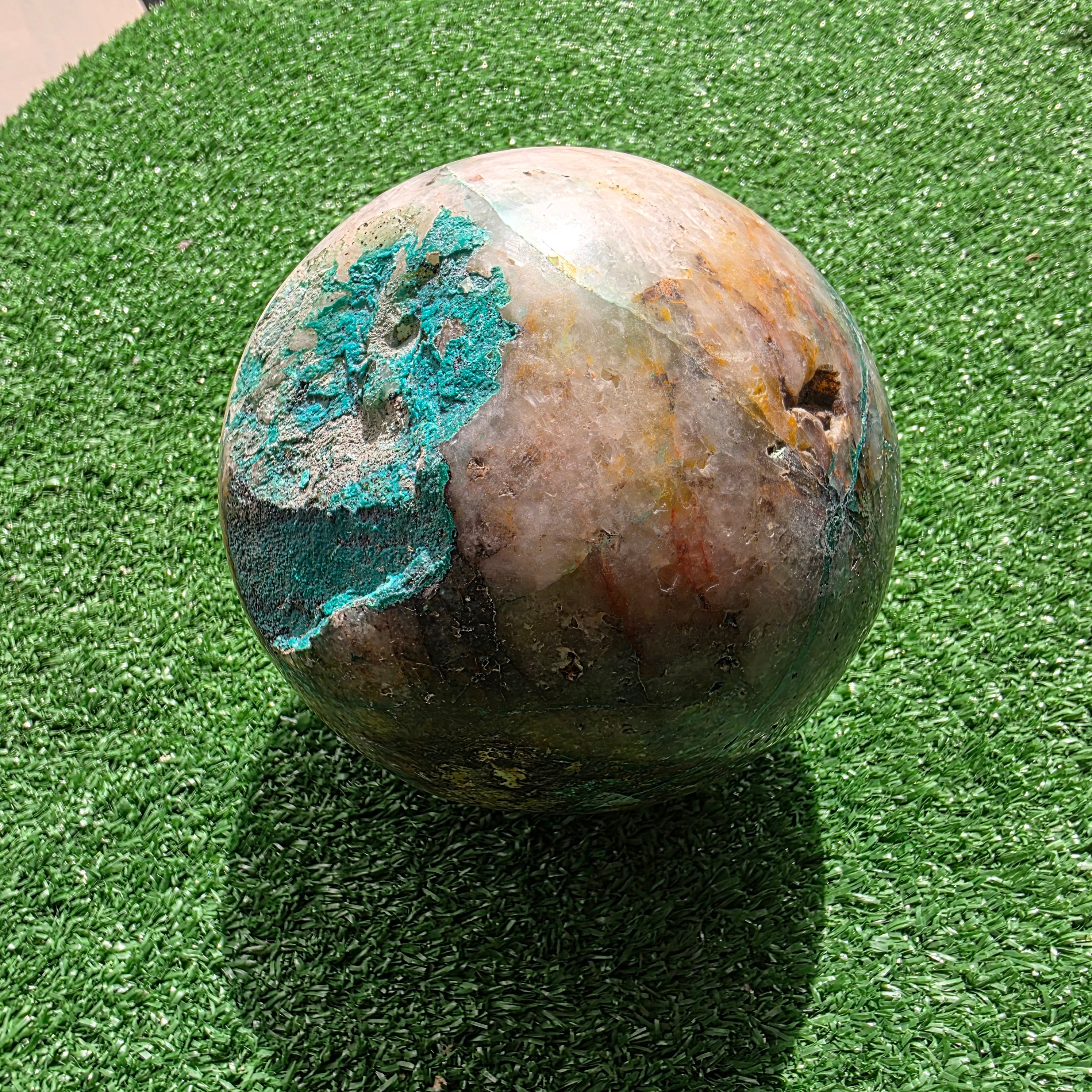 Lot 1 pc Chrysocolla on Quartz Sphere