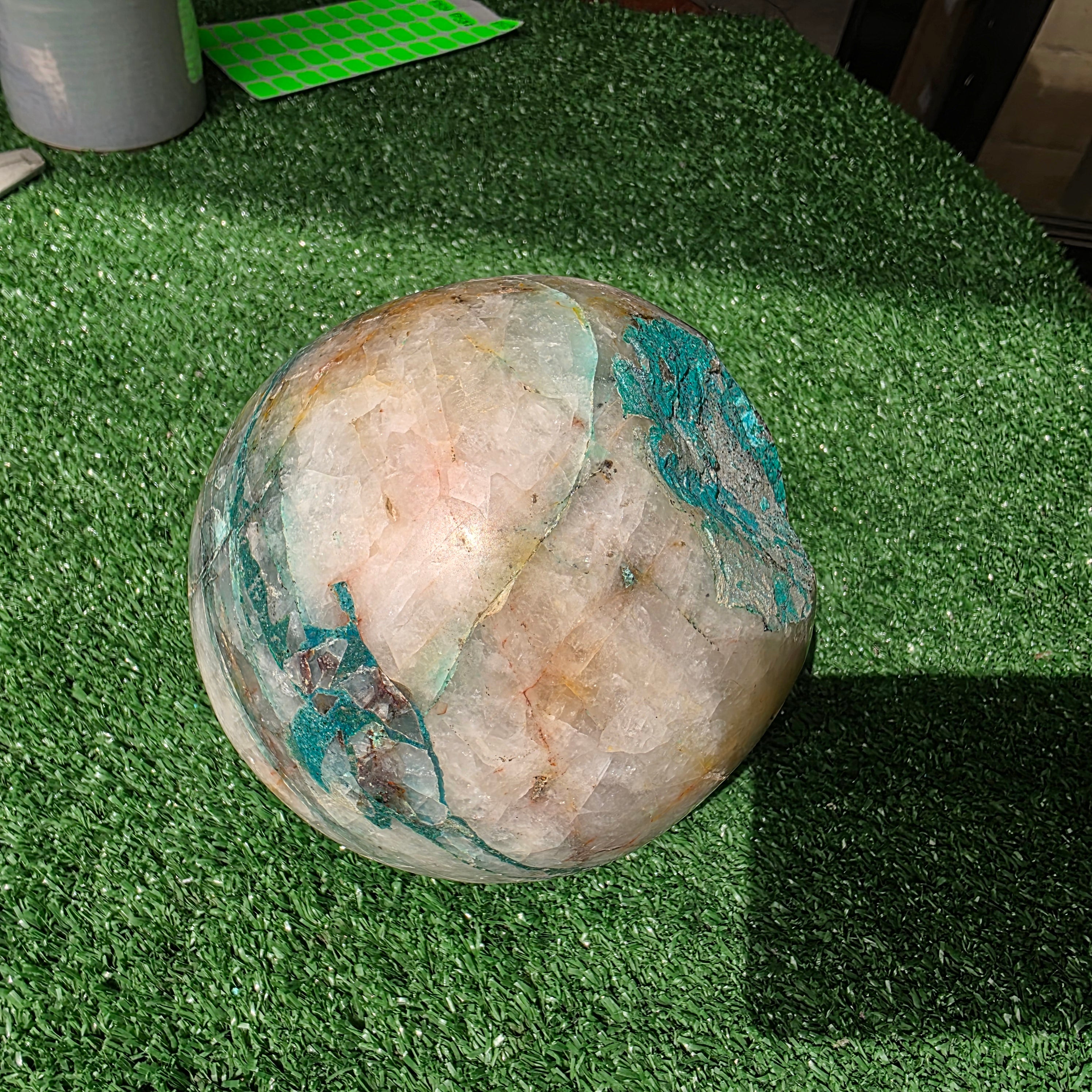 Lot 1 pc Chrysocolla on Quartz Sphere