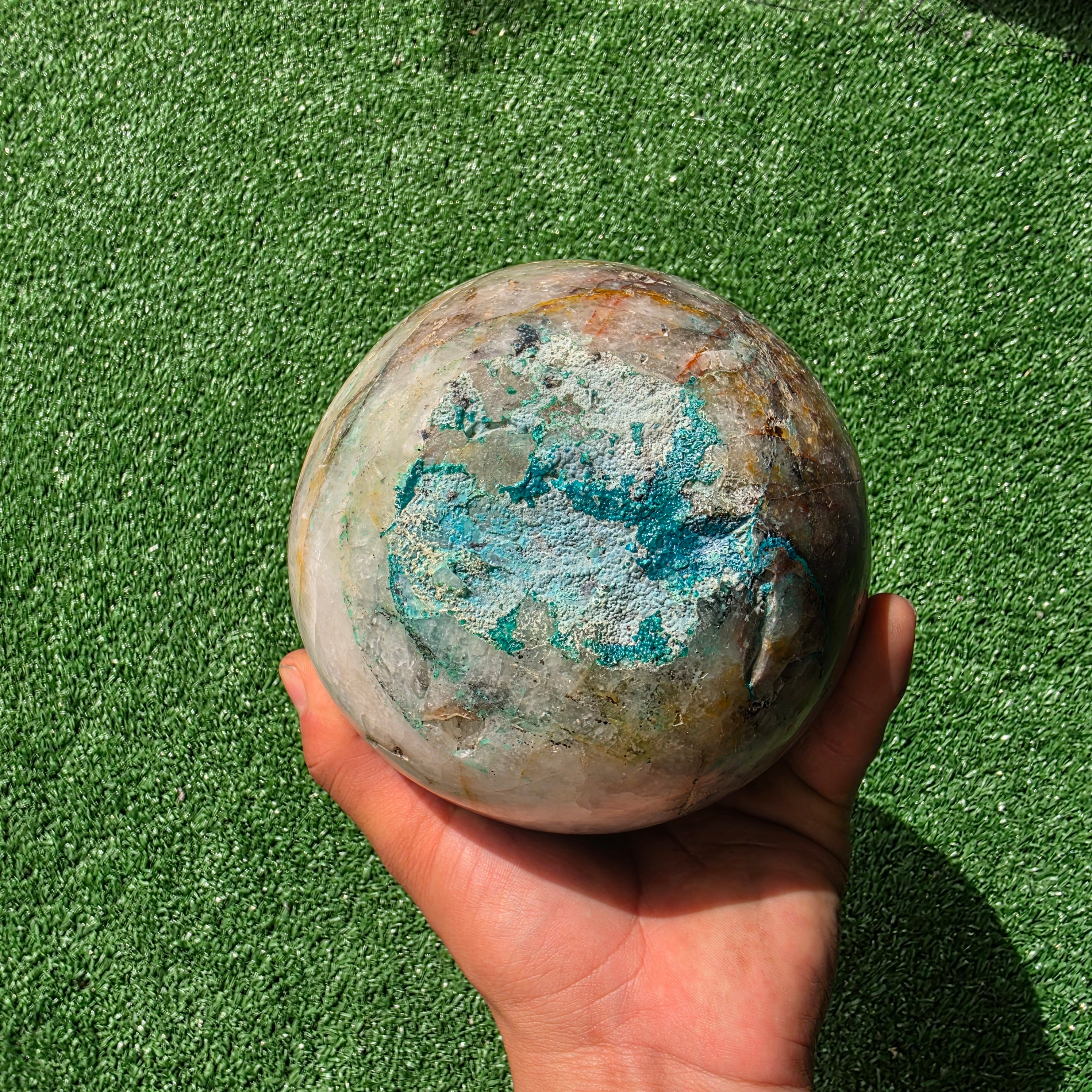 Lot 1 pc Chrysocolla on Quartz Sphere