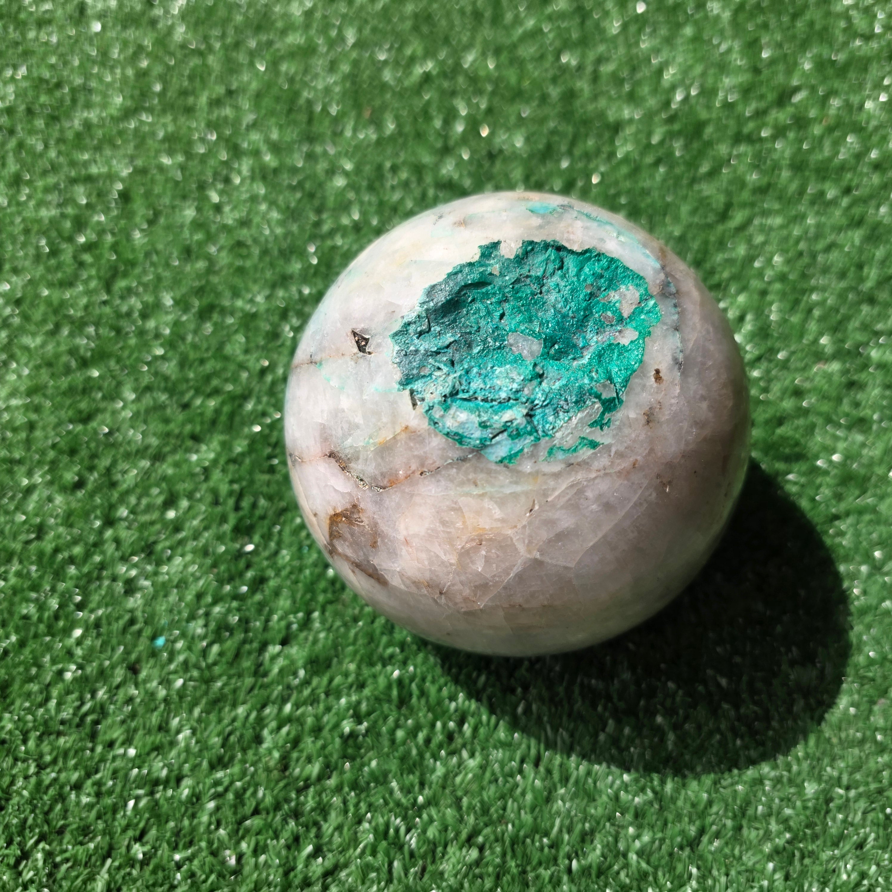 Lot 1 pc Chrysocolla on Quartz Sphere