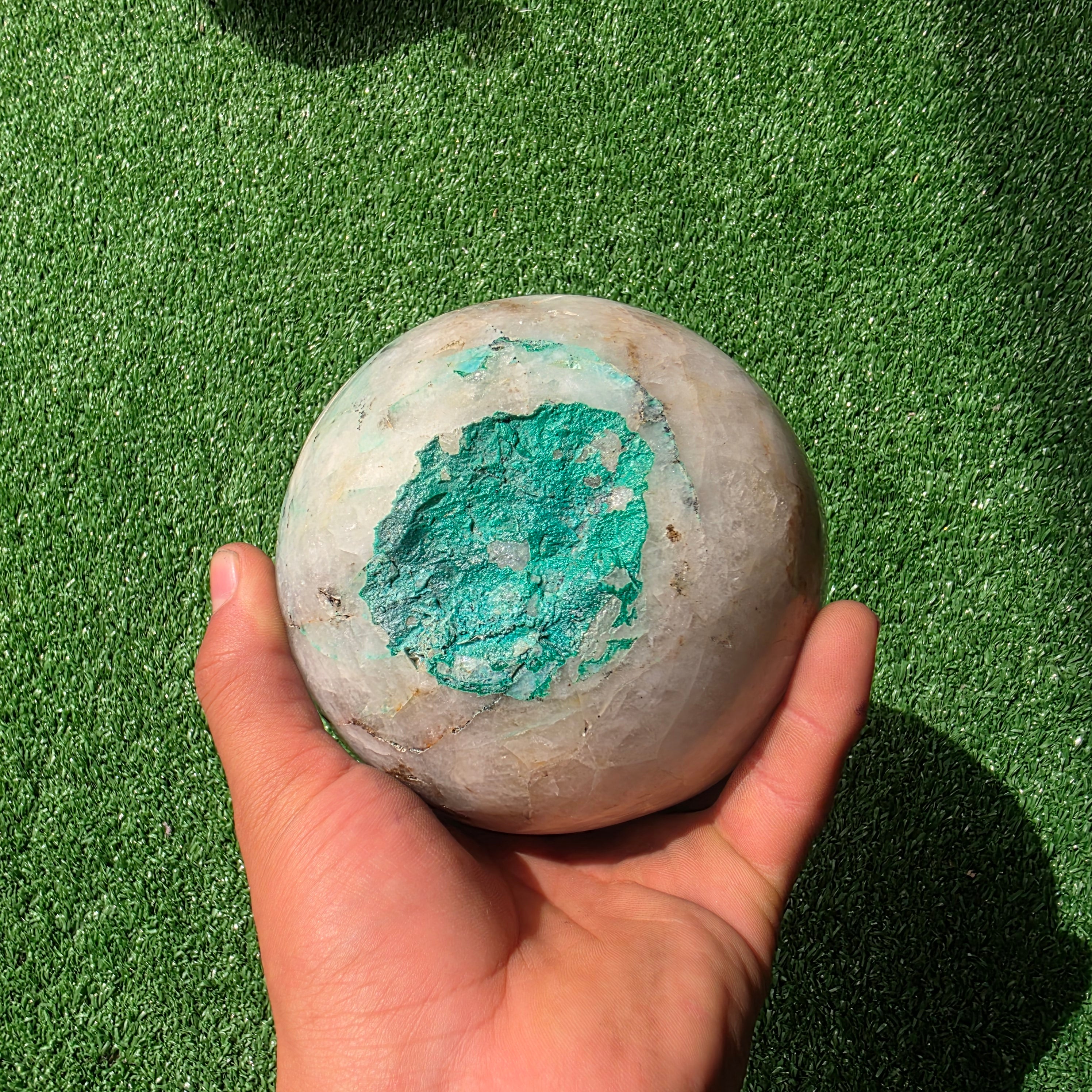Lot 1 pc Chrysocolla on Quartz Sphere