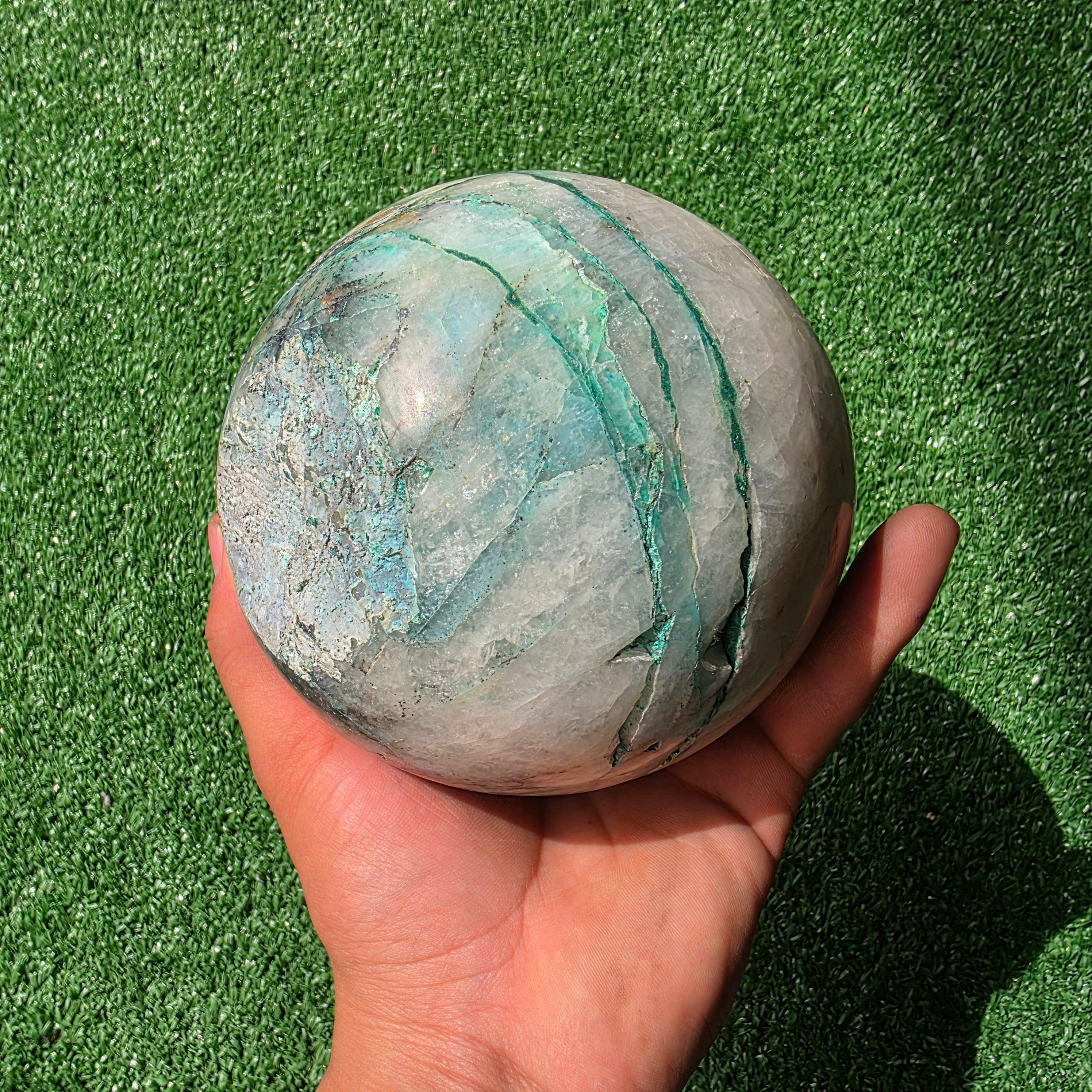 Lot 1 pc Chrysocolla on Quartz Sphere