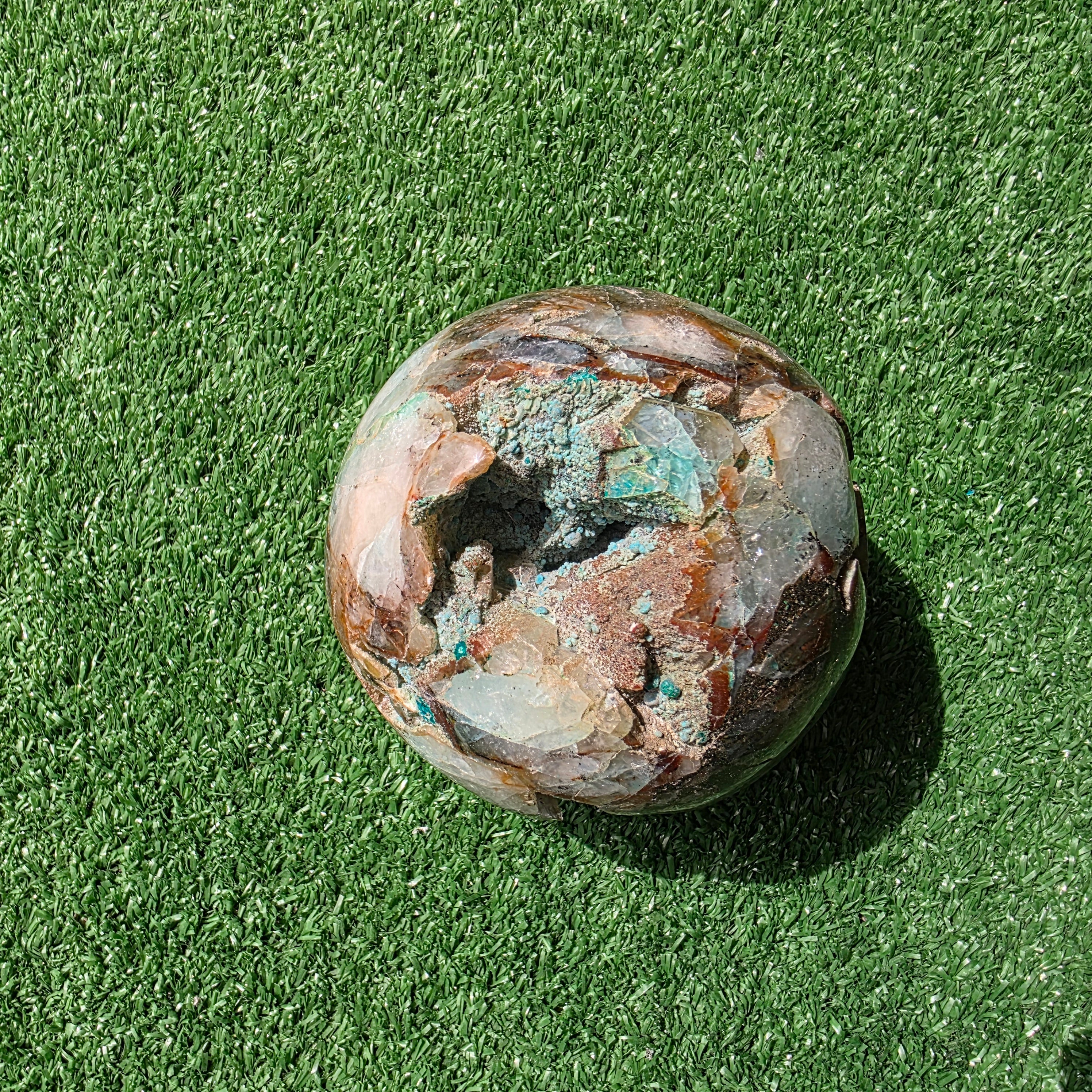 Lot 1 pc Chrysocolla on Quartz Sphere