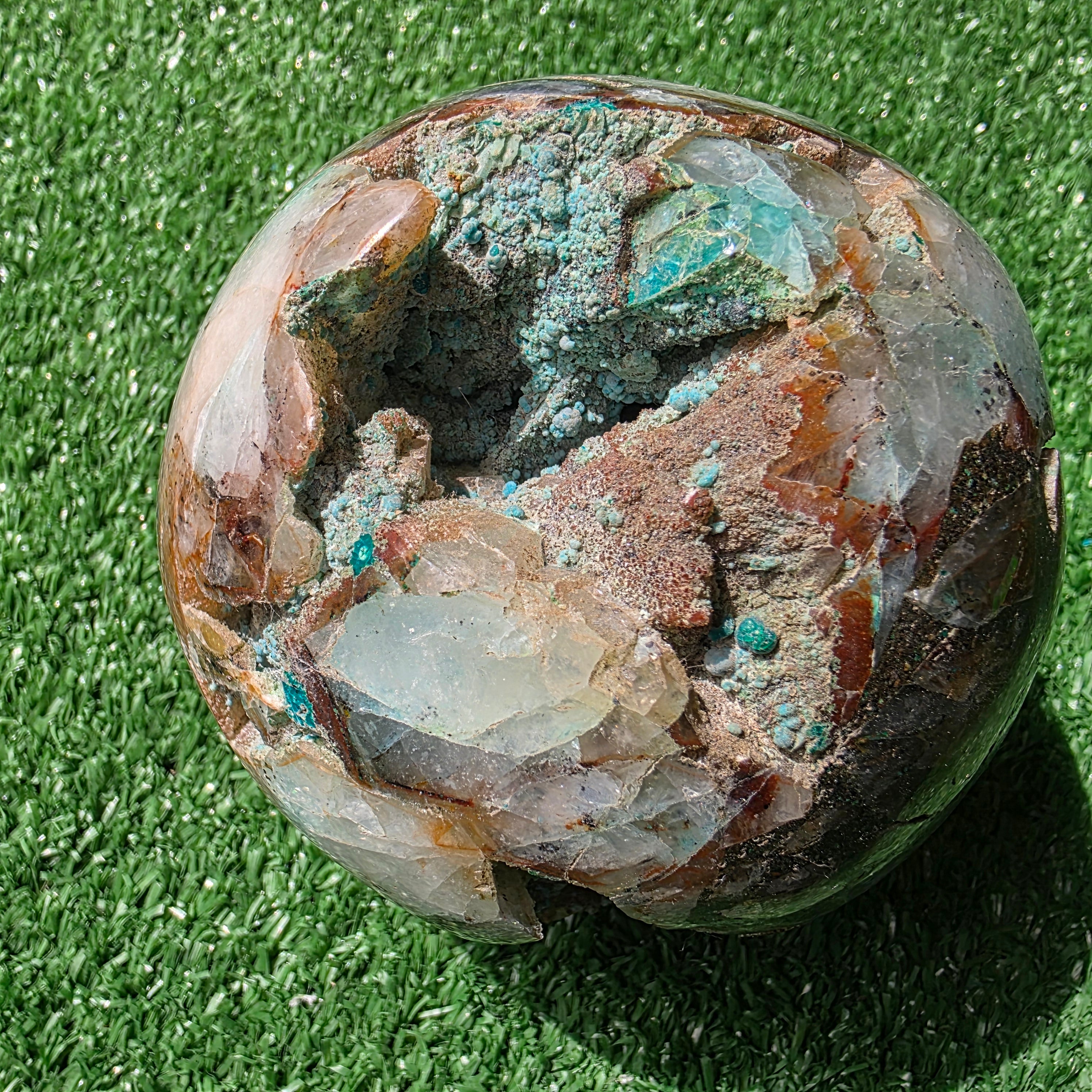 Lot 1 pc Chrysocolla on Quartz Sphere