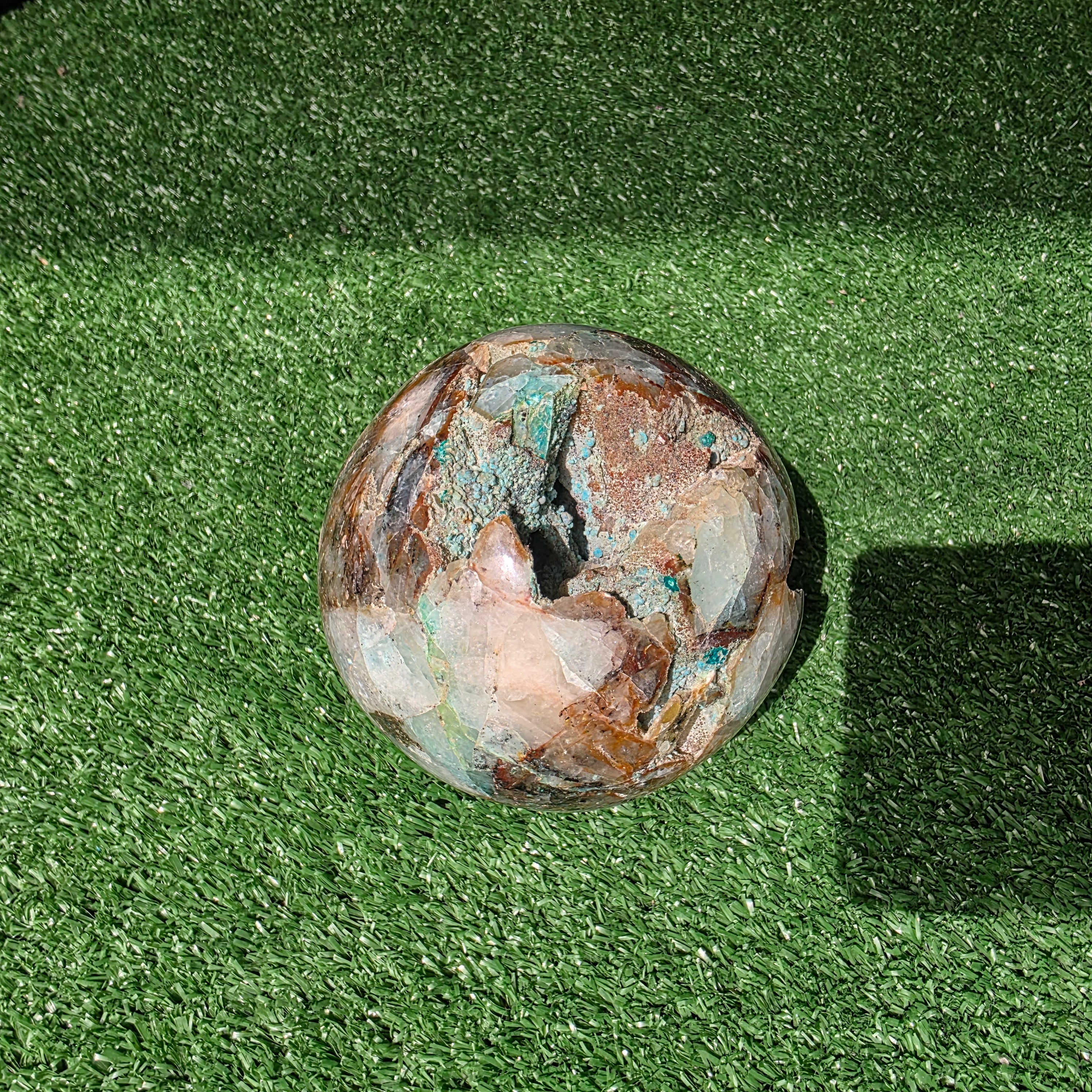 Lot 1 pc Chrysocolla on Quartz Sphere