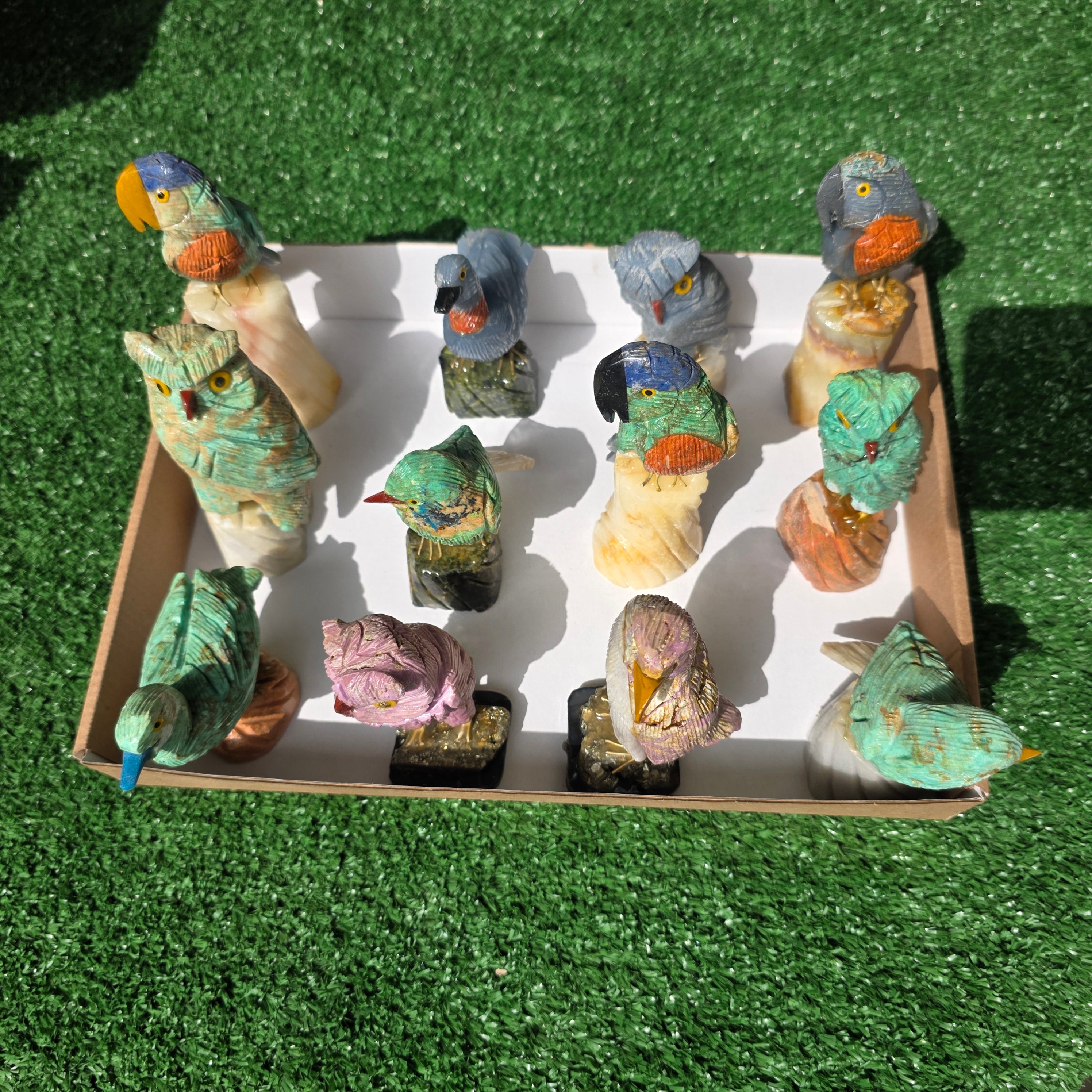 Lot 12 pcs Angelite, Peruvian Turquoise and Phosphosiderite Bird