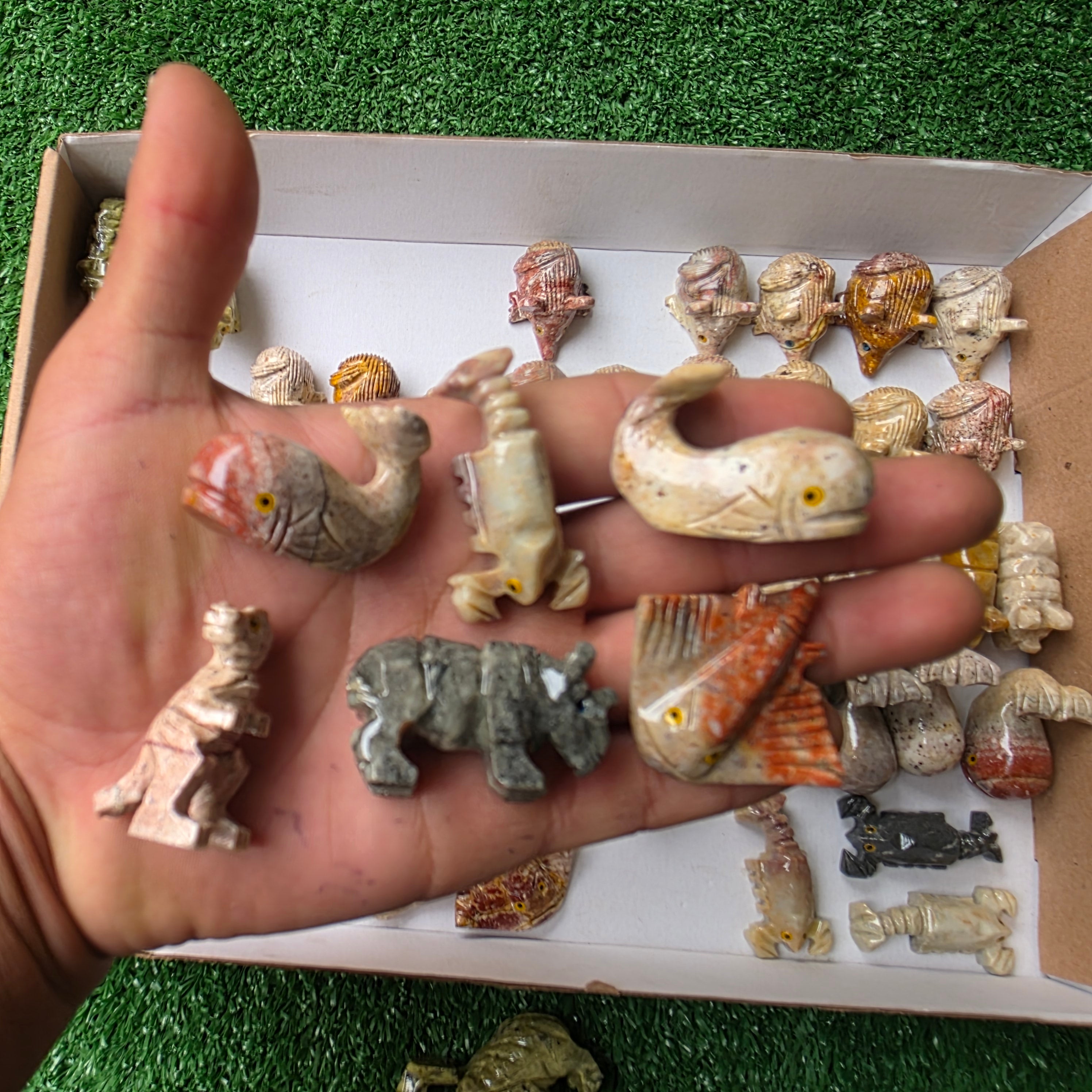 Lot 60 pcs Soapstone and Serpentine Animals