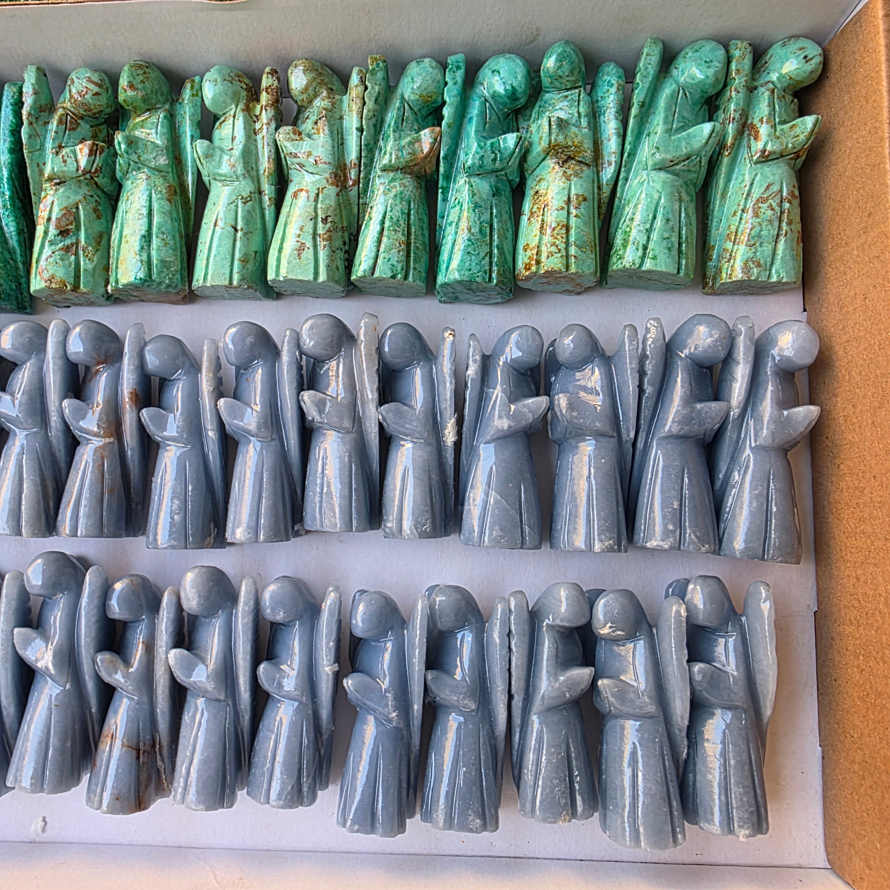 Lot 38 pcs Angelite and Peruvian Turquoise Angels