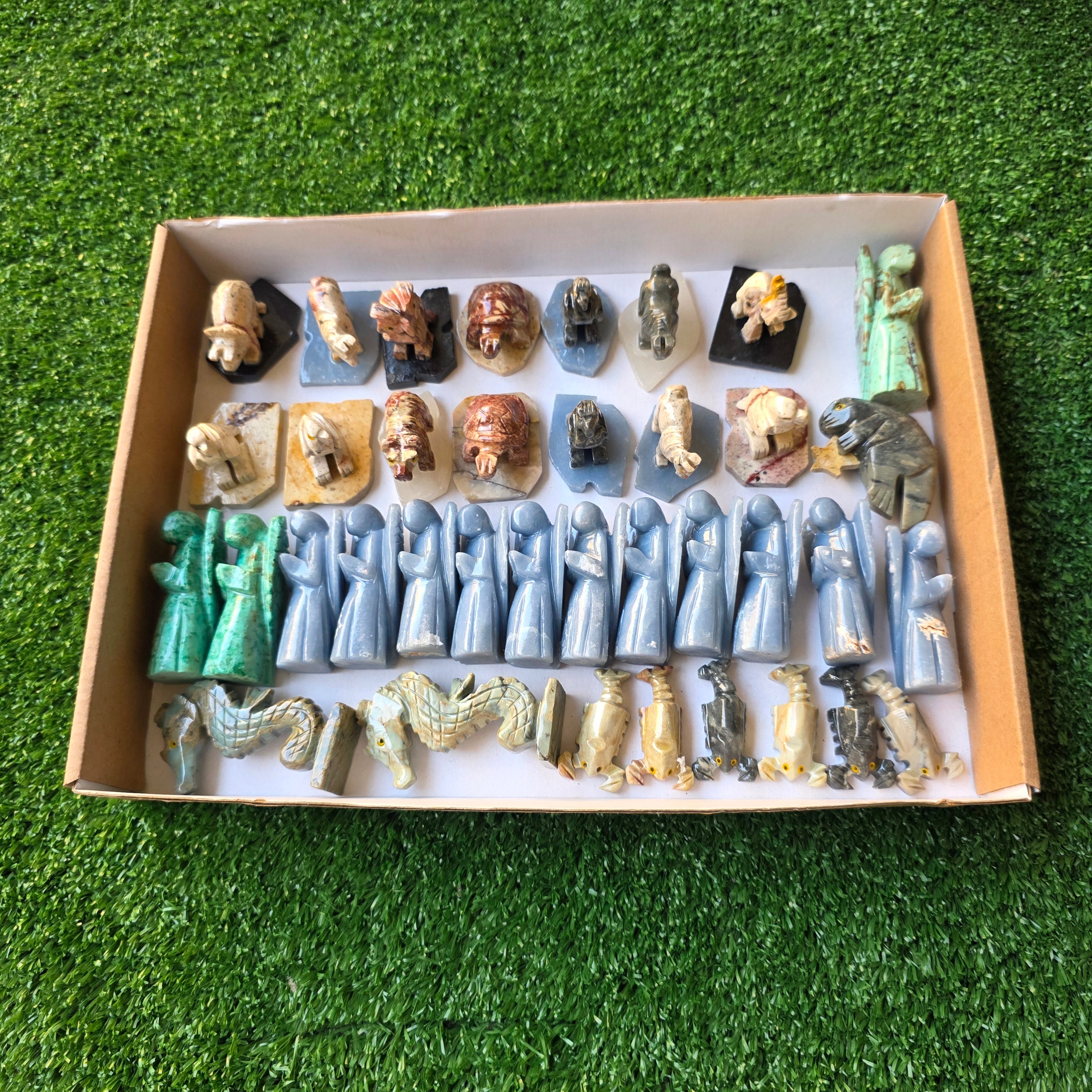 Lot 37 pcs Soapstone, Peruvian Turquoise and Angelite Animals