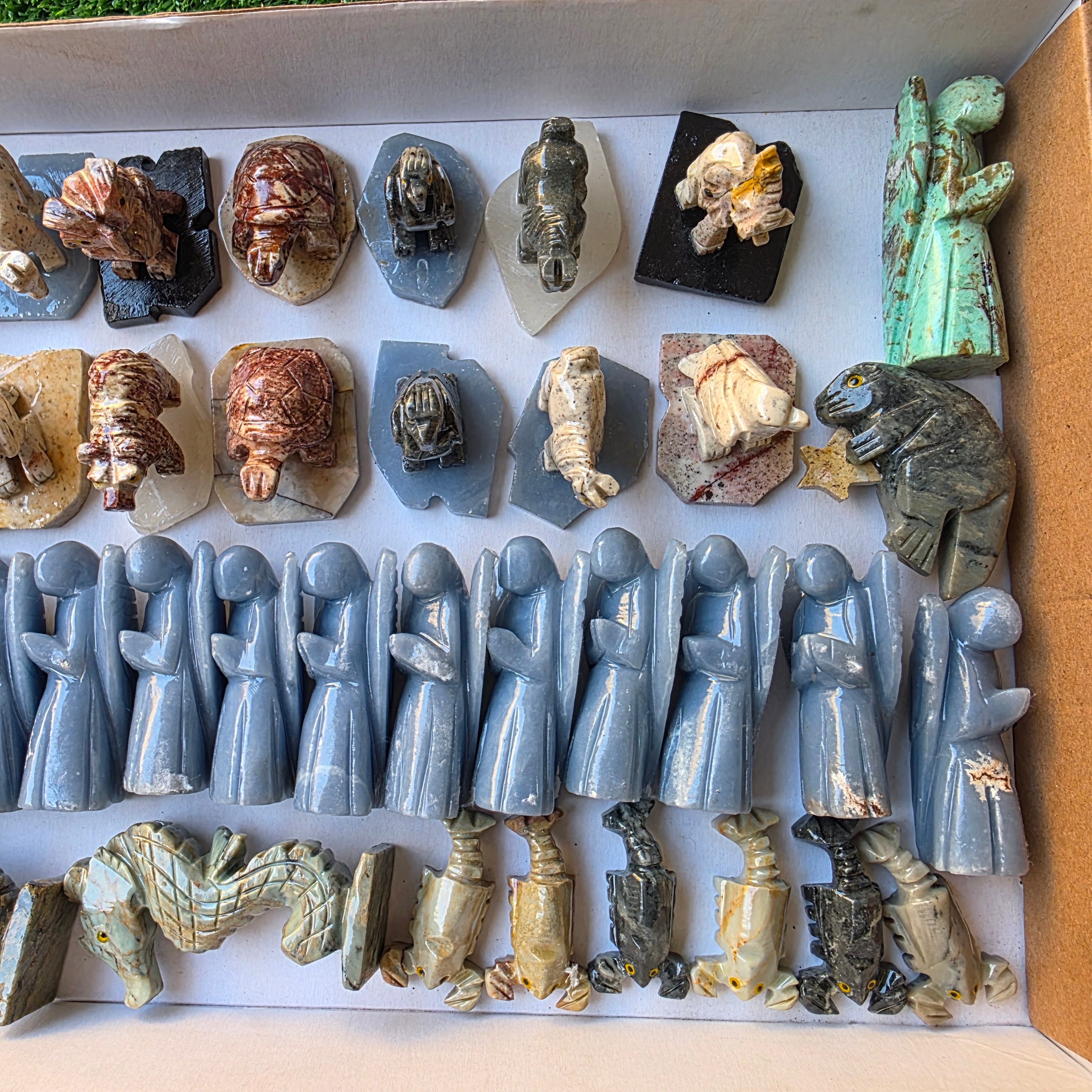 Lot 37 pcs Soapstone, Peruvian Turquoise and Angelite Animals