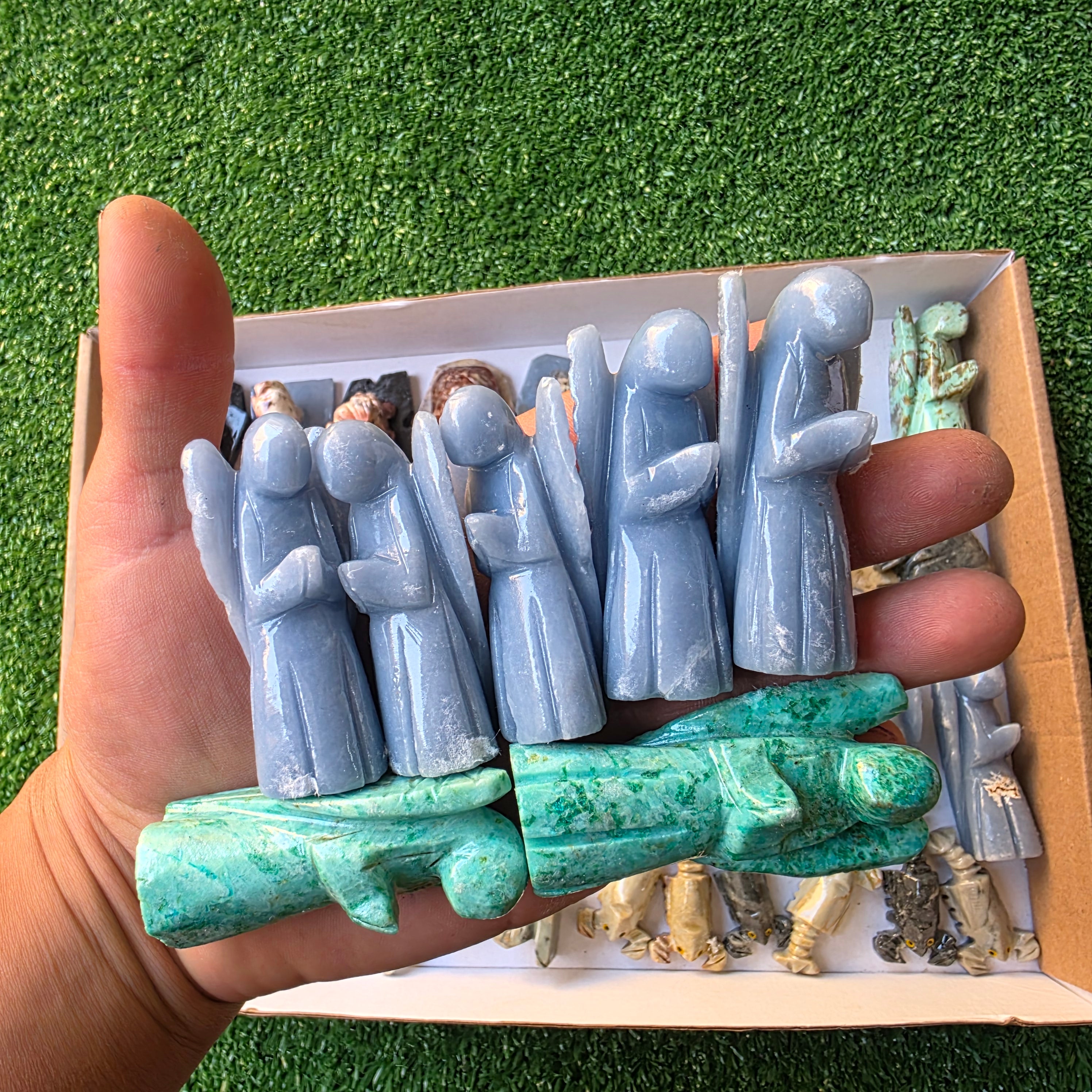 Lot 37 pcs Soapstone, Peruvian Turquoise and Angelite Animals