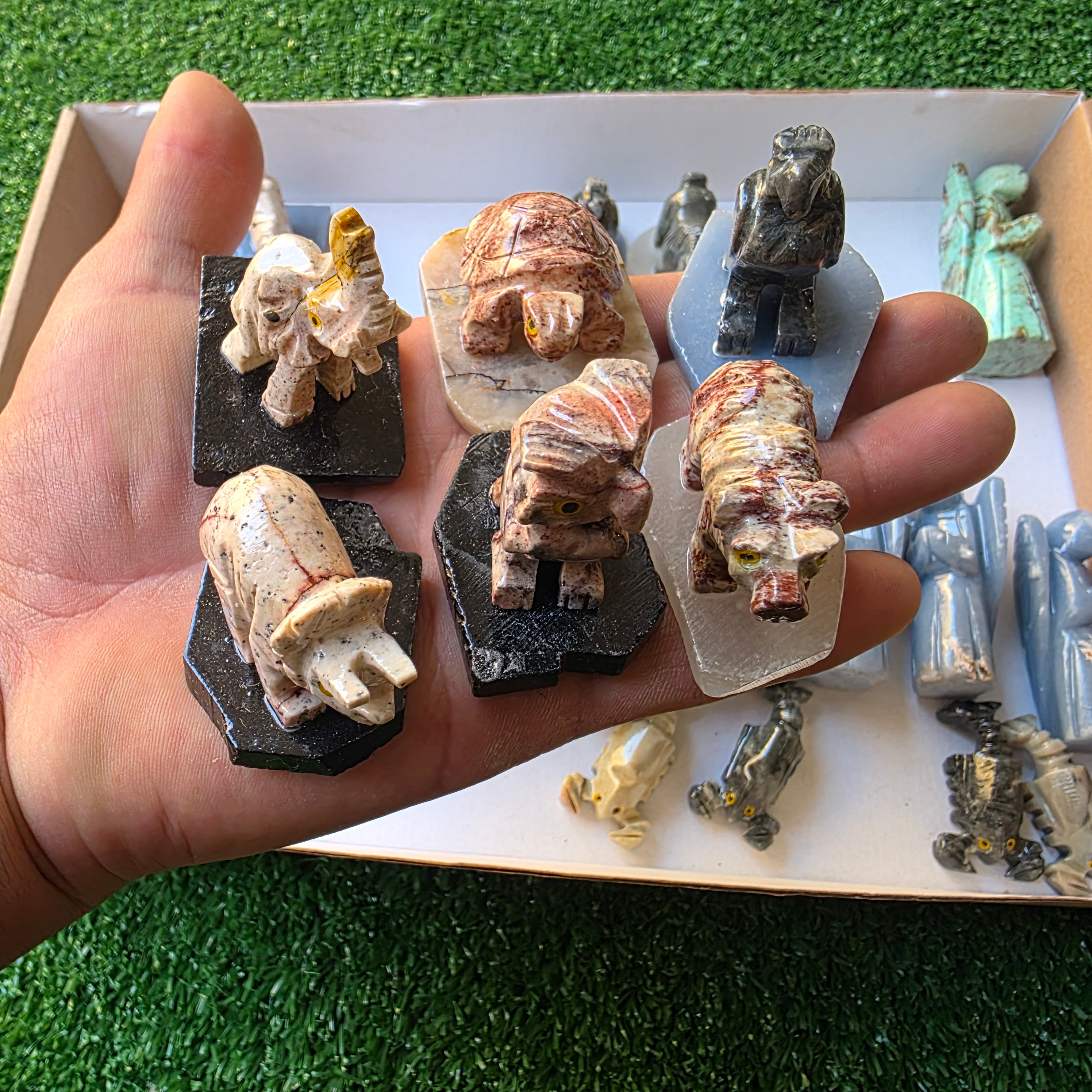 Lot 37 pcs Soapstone, Peruvian Turquoise and Angelite Animals