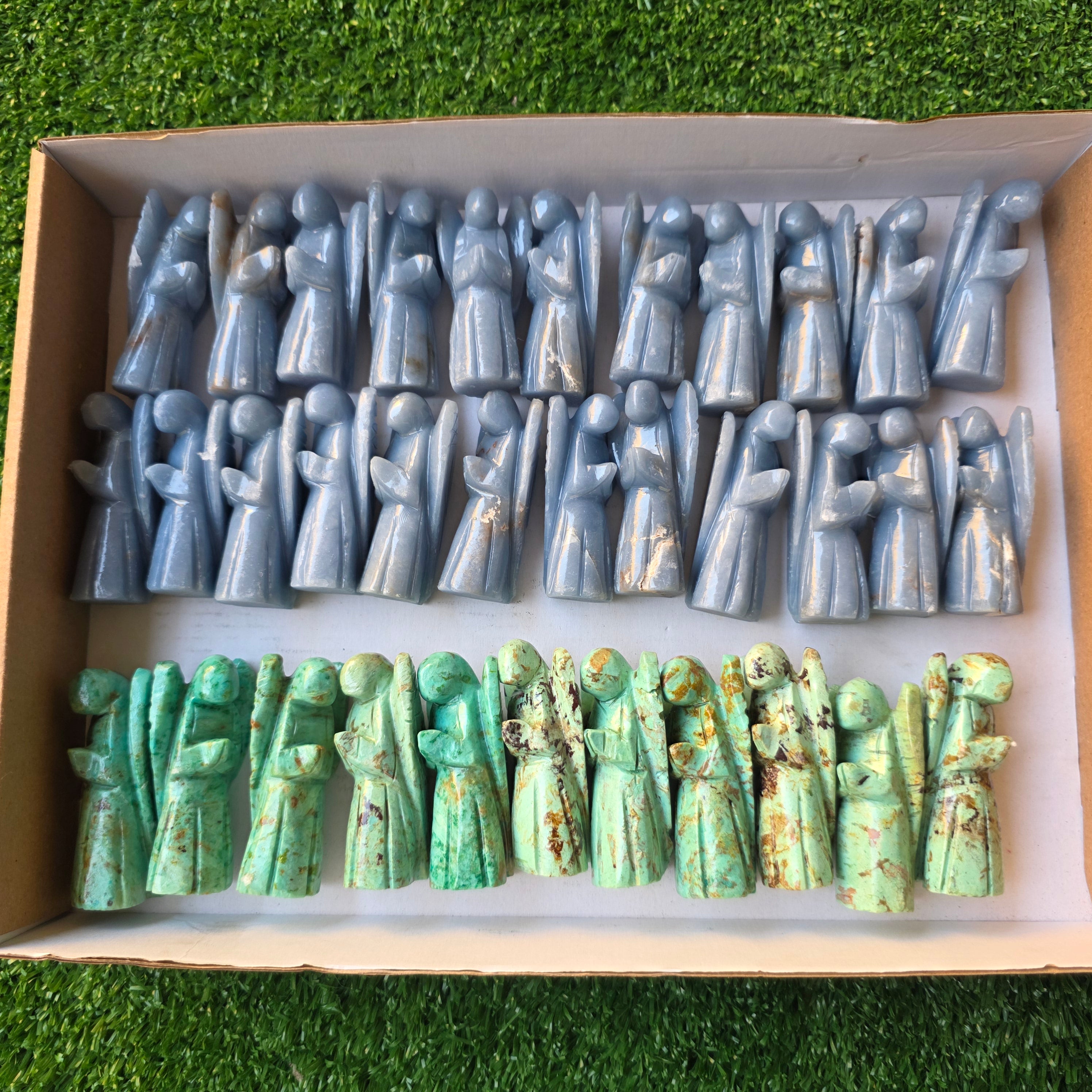 Lot 34 pcs Angelite and Peruvian Turquoise Angels