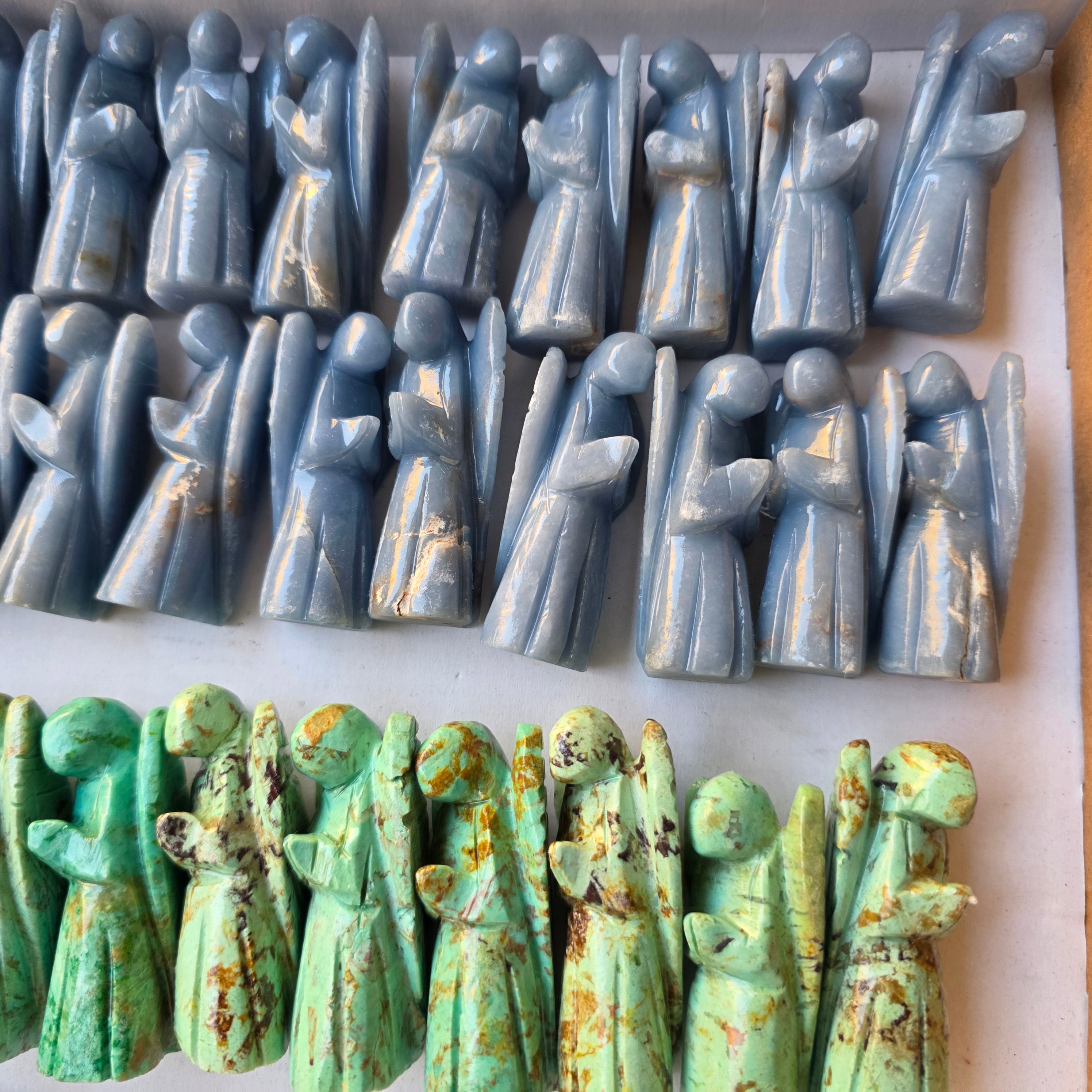 Lot 34 pcs Angelite and Peruvian Turquoise Angels