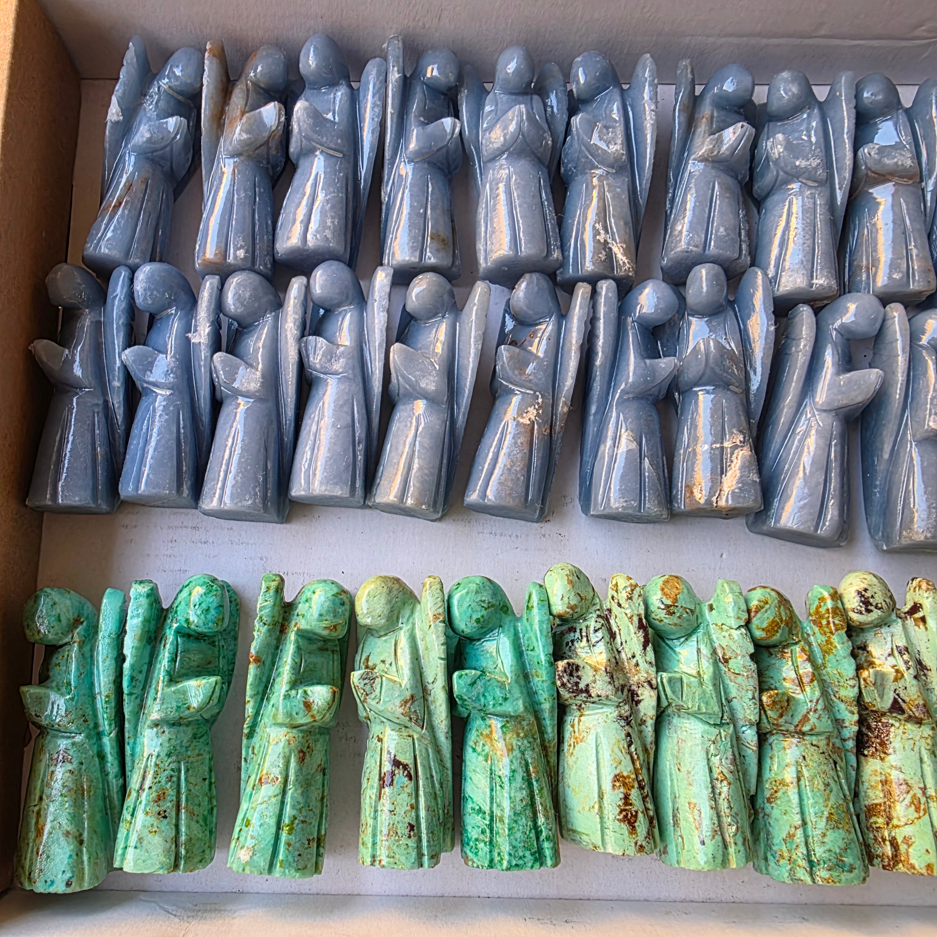 Lot 34 pcs Angelite and Peruvian Turquoise Angels