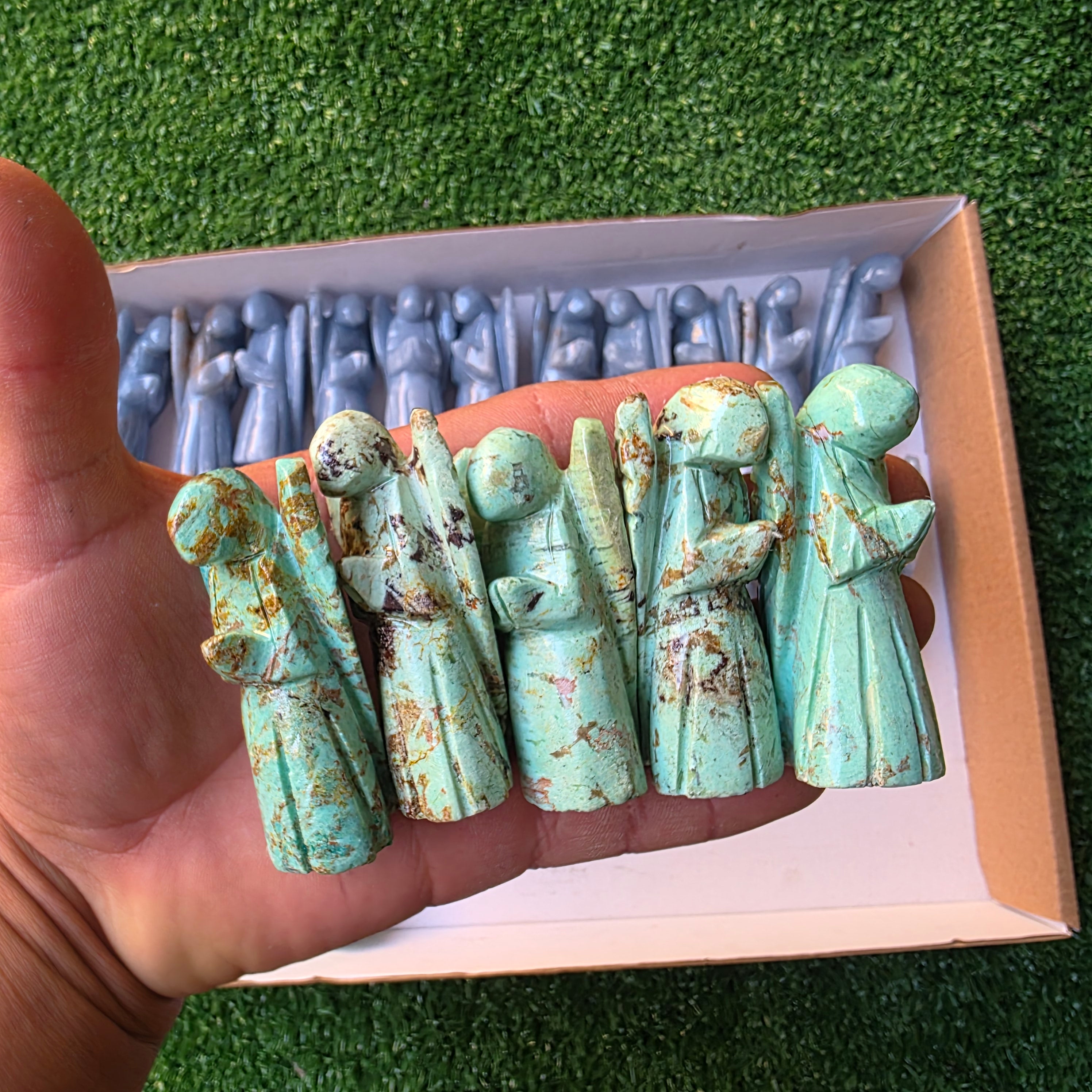 Lot 34 pcs Angelite and Peruvian Turquoise Angels