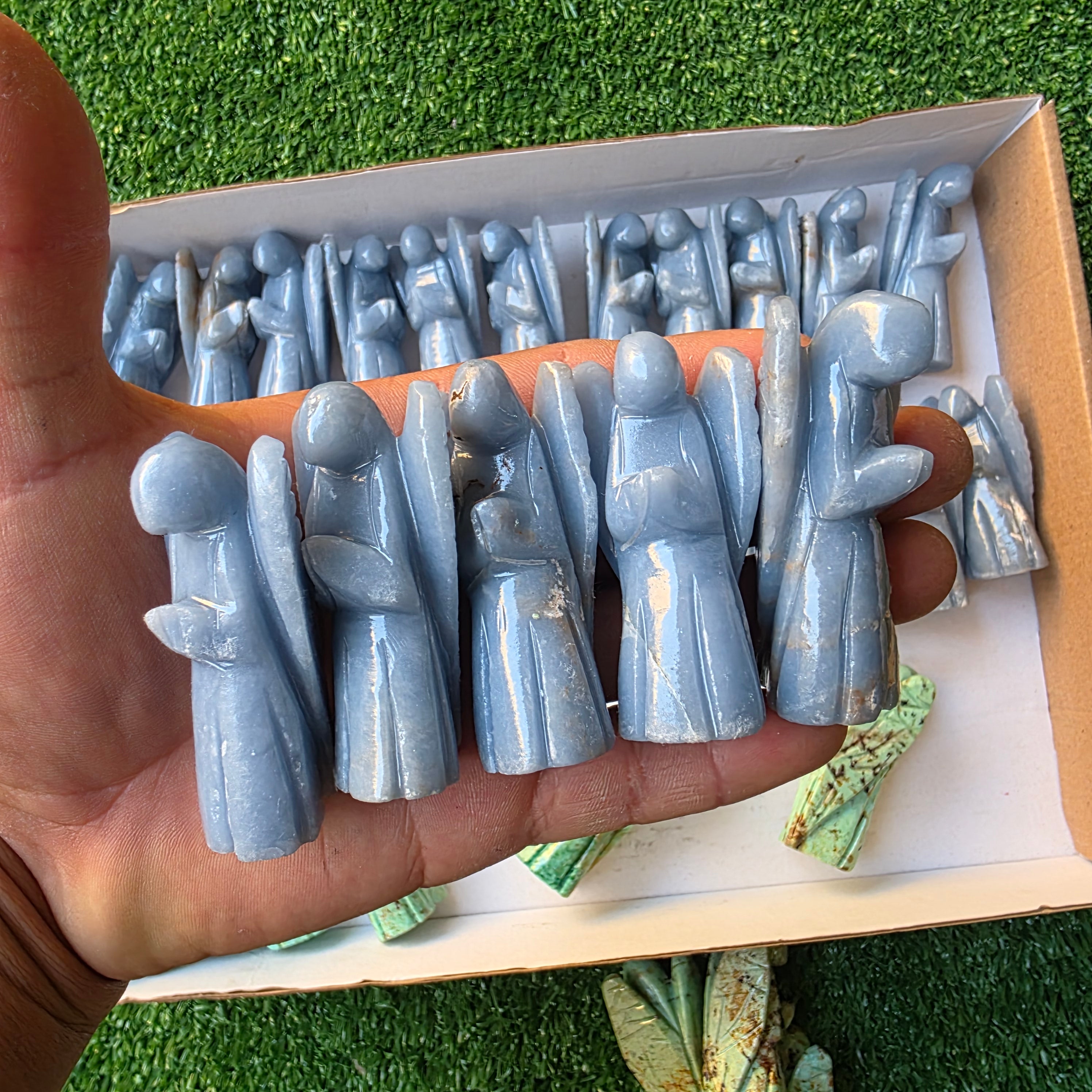 Lot 34 pcs Angelite and Peruvian Turquoise Angels
