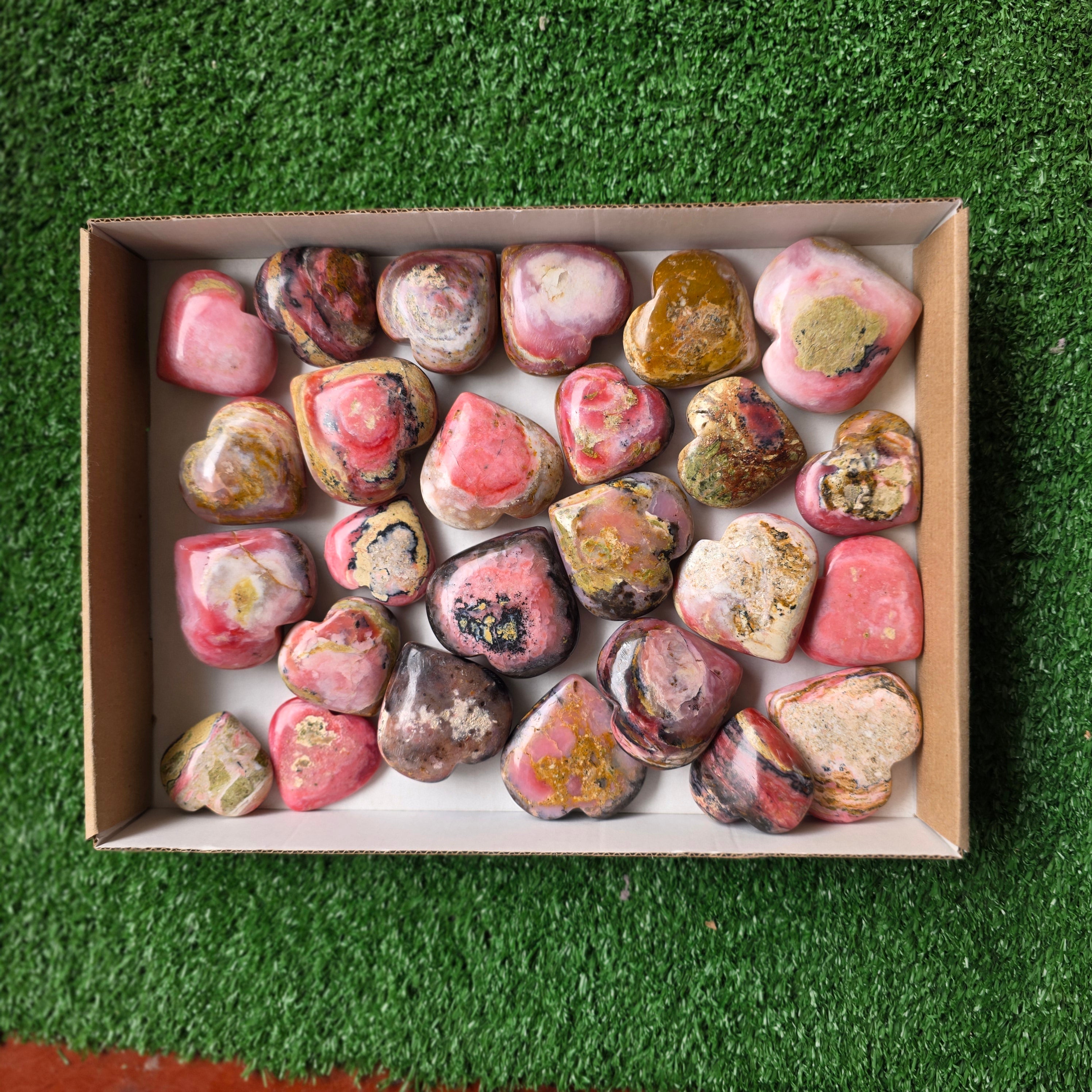 lot 26 pcs strawberry pink opal heart