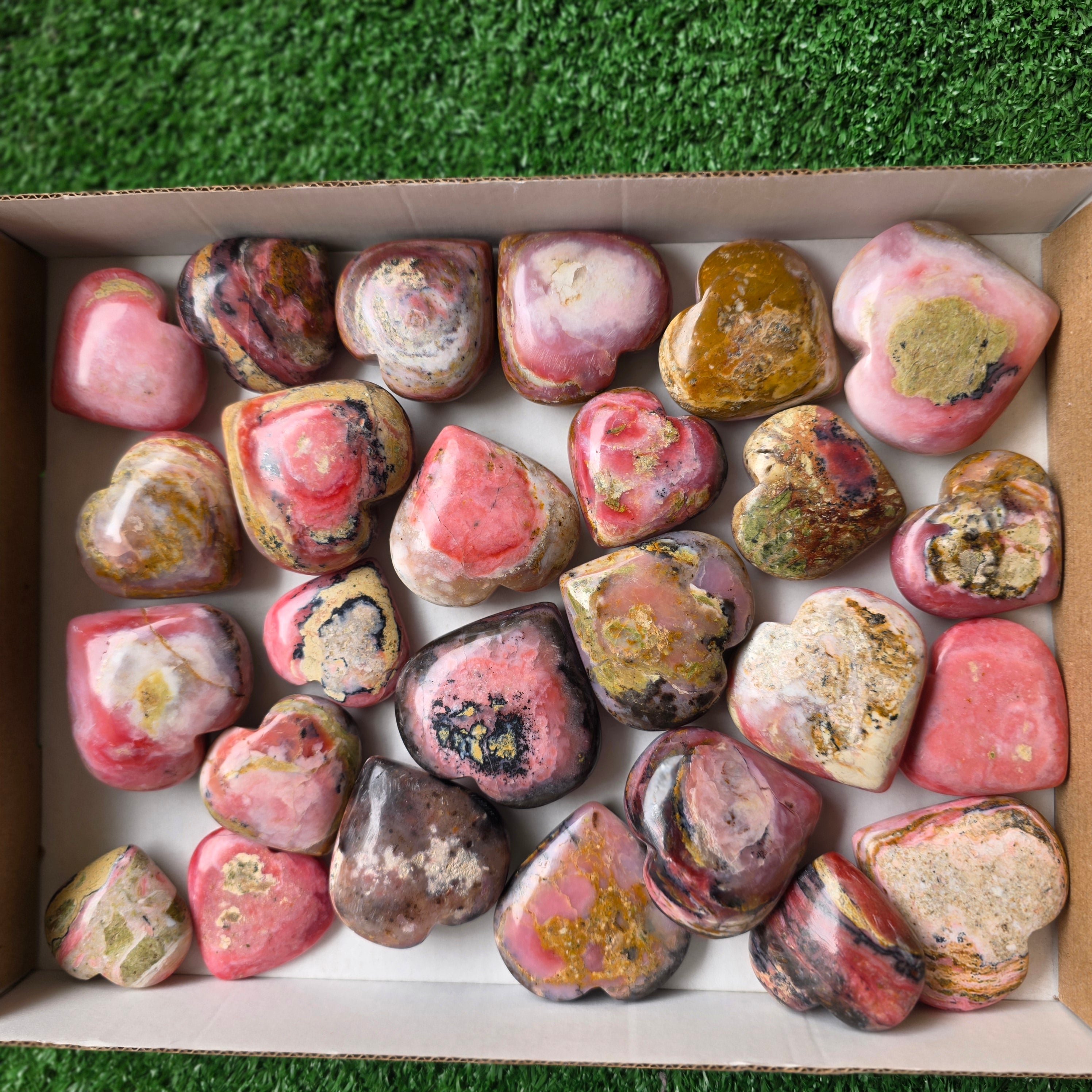 lot 26 pcs strawberry pink opal heart