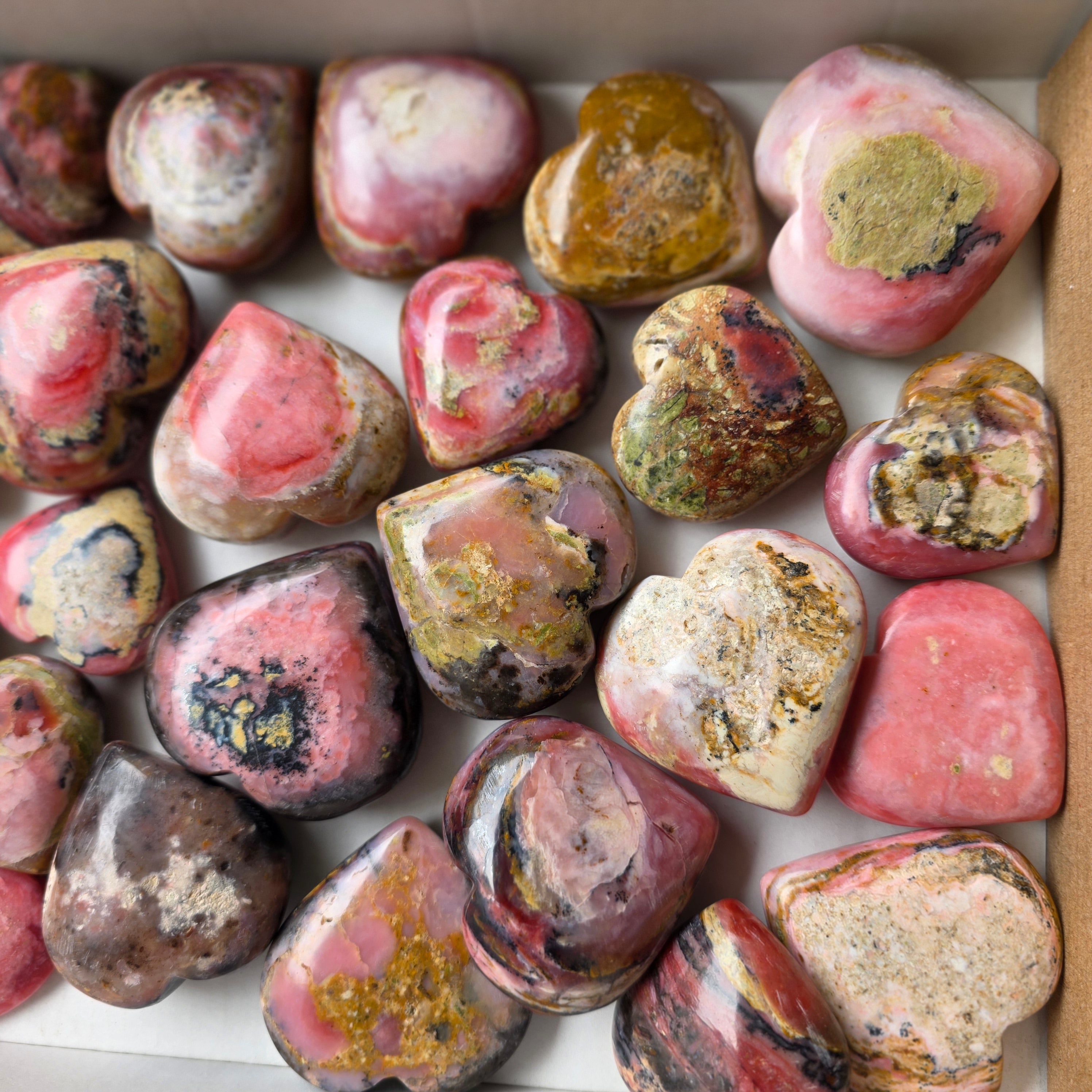 lot 26 pcs strawberry pink opal heart