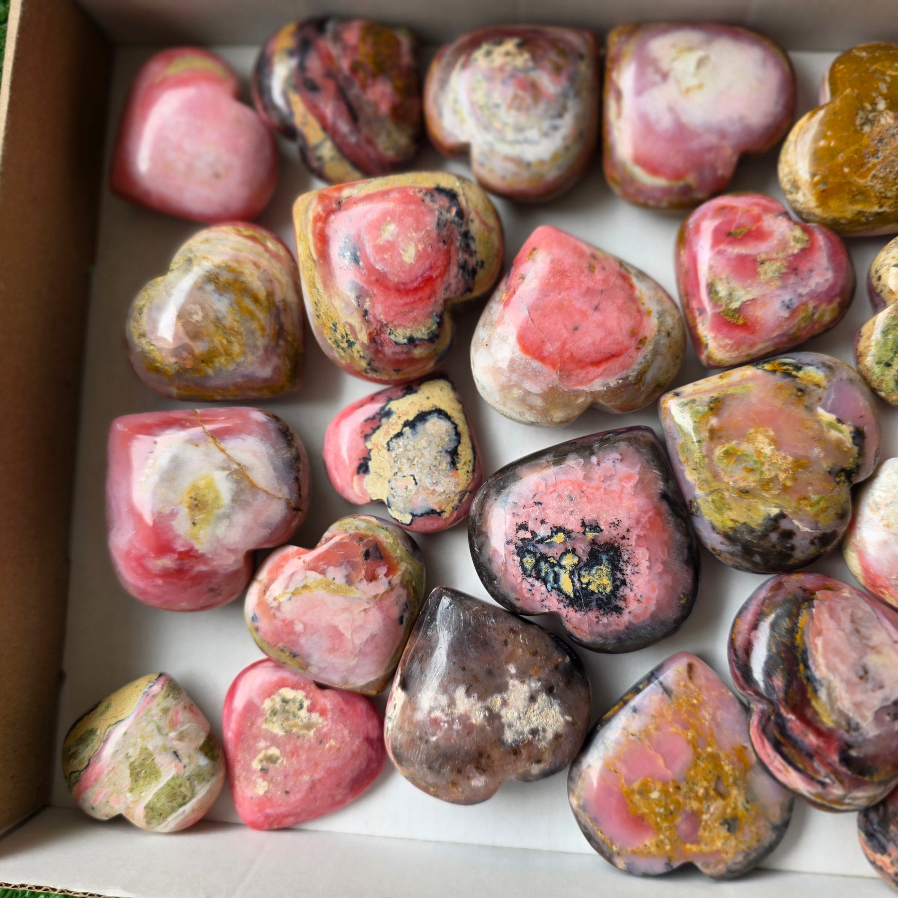 lot 26 pcs strawberry pink opal heart