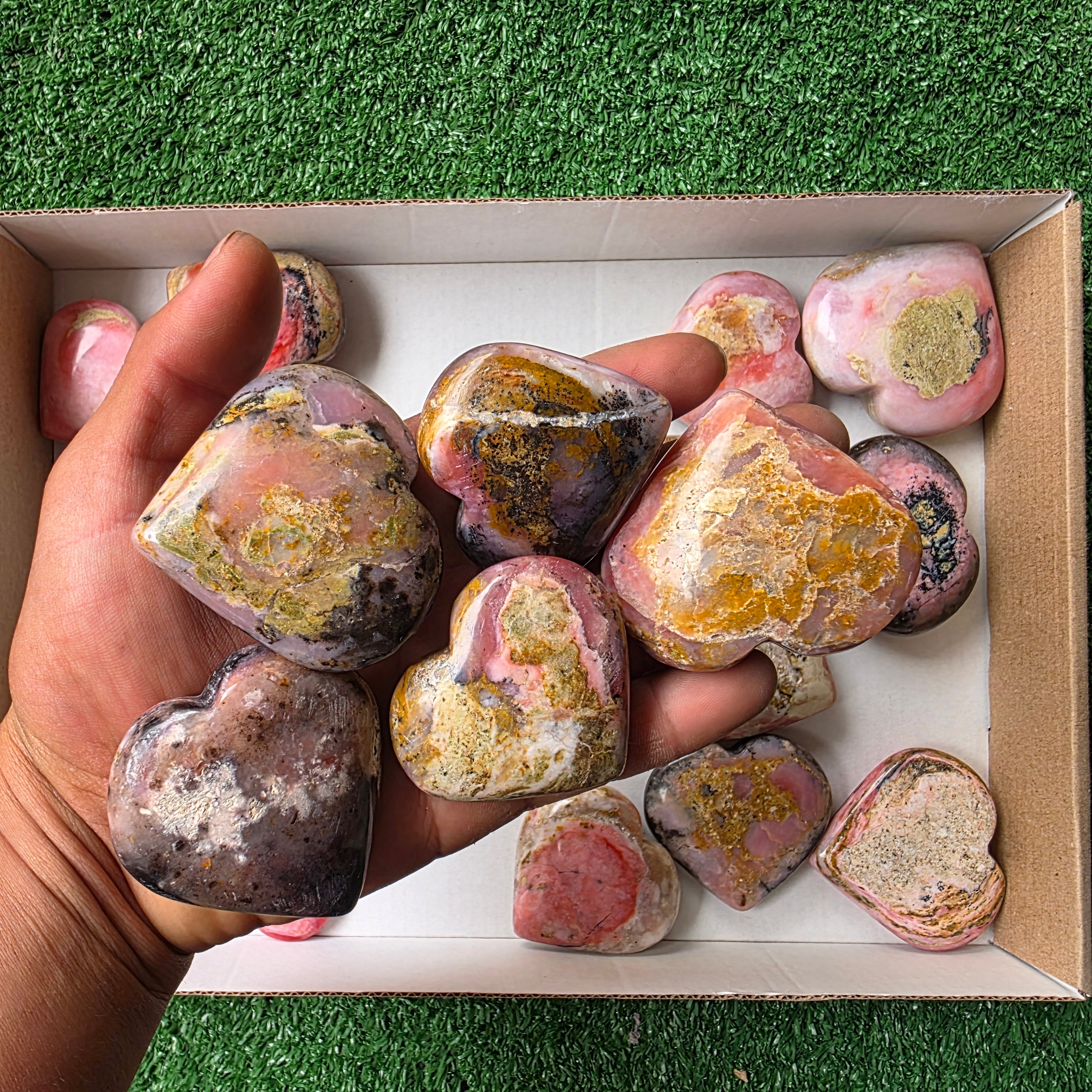 lot 26 pcs strawberry pink opal heart