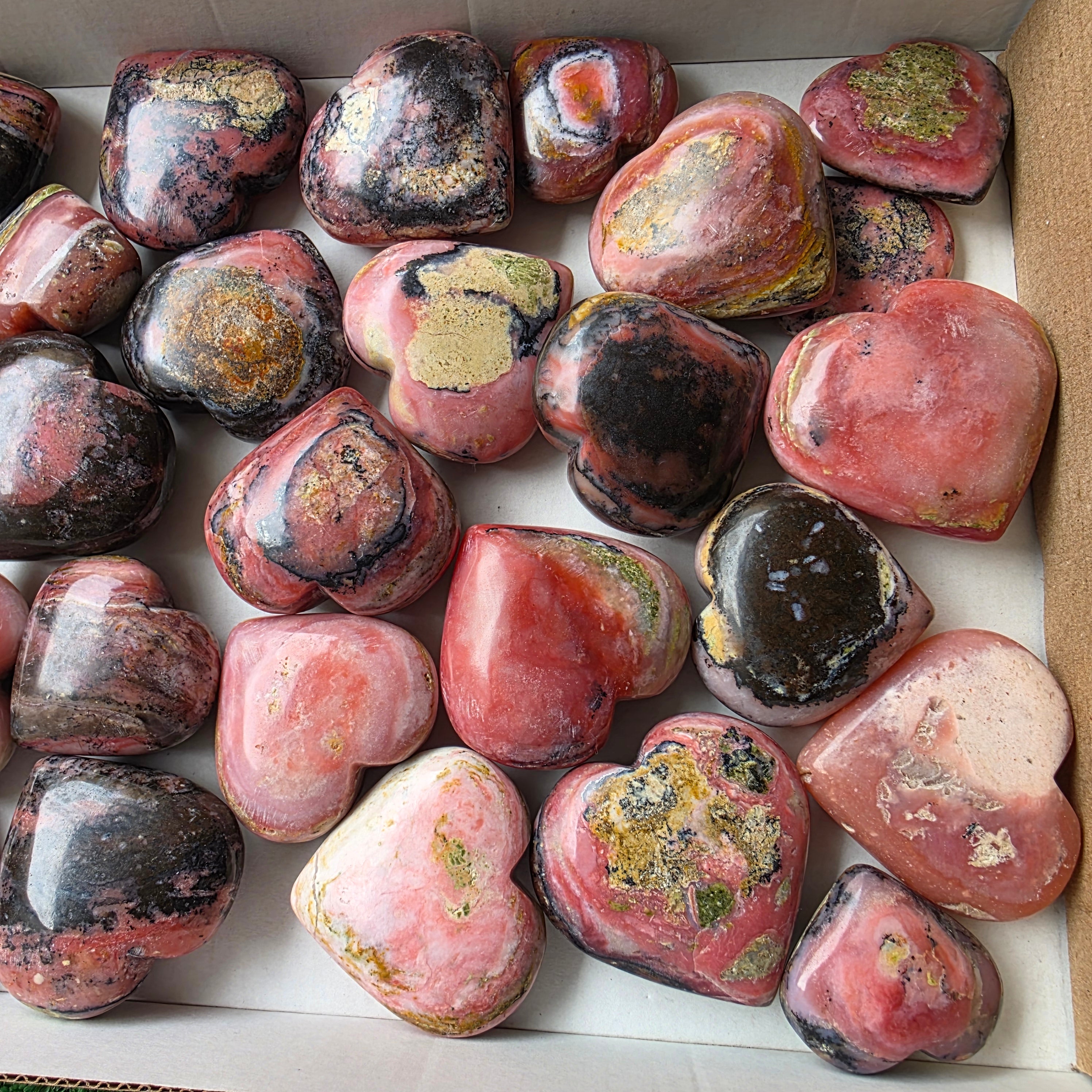 lot 29 pcs strawberry pink opal heart