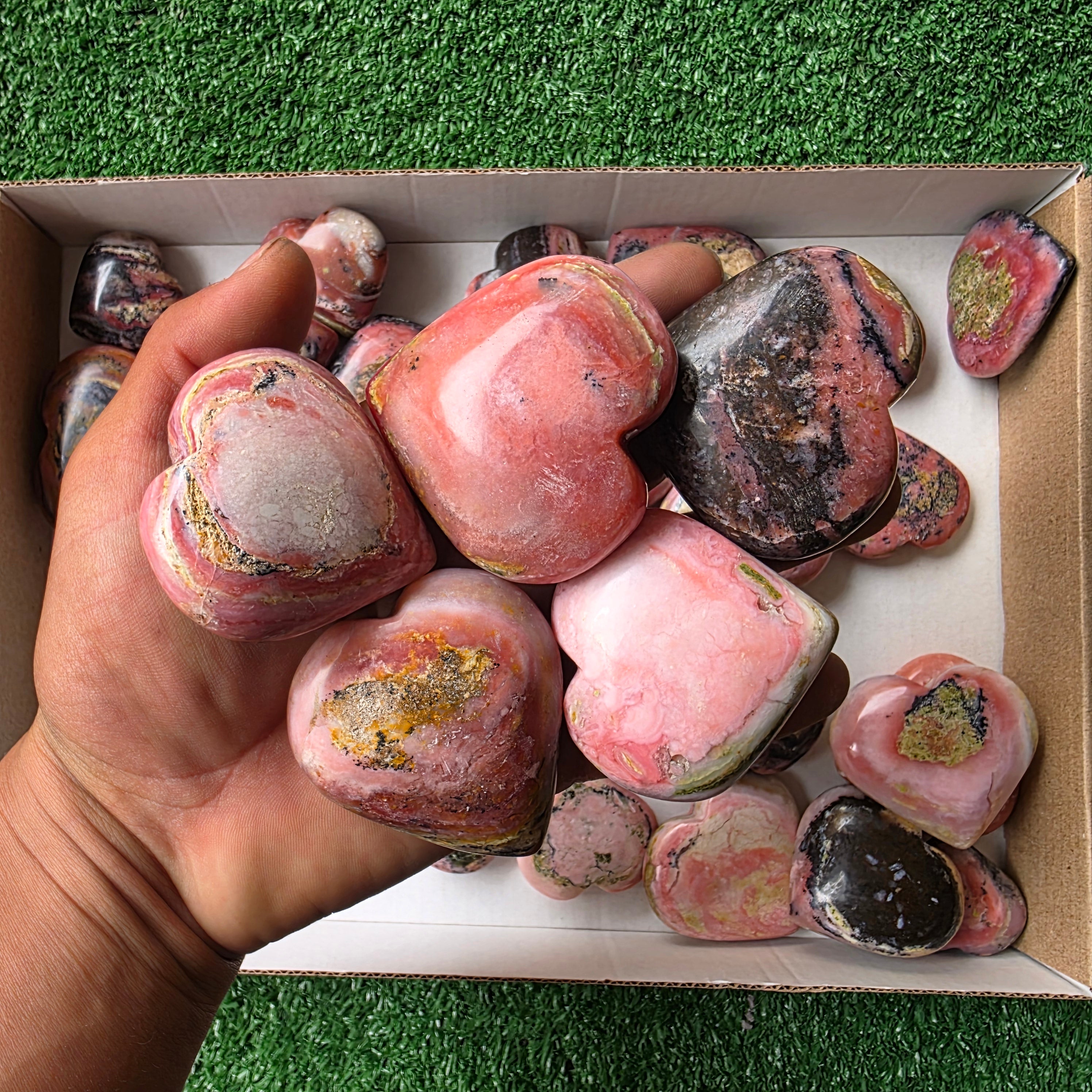 lot 29 pcs strawberry pink opal heart