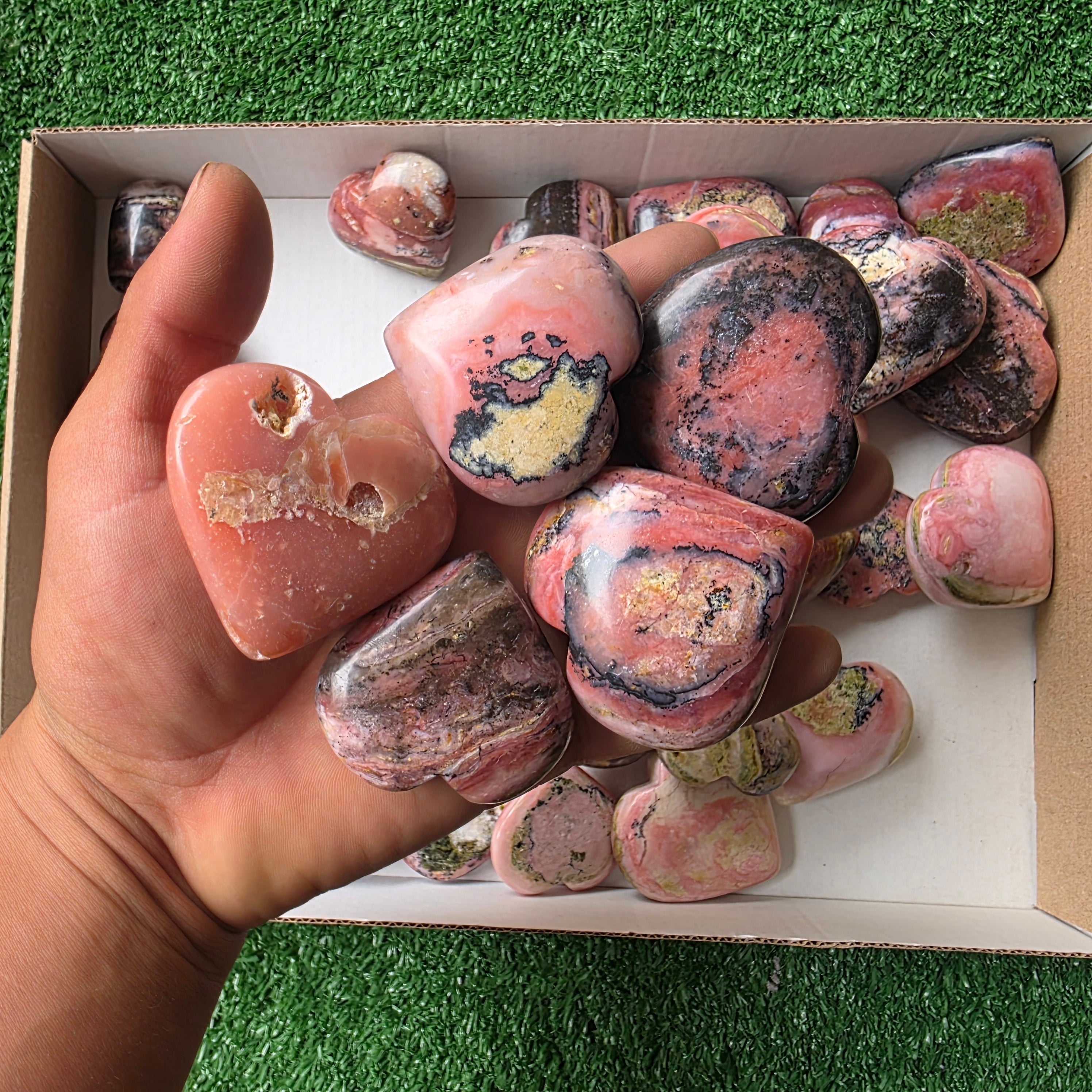 lot 29 pcs strawberry pink opal heart