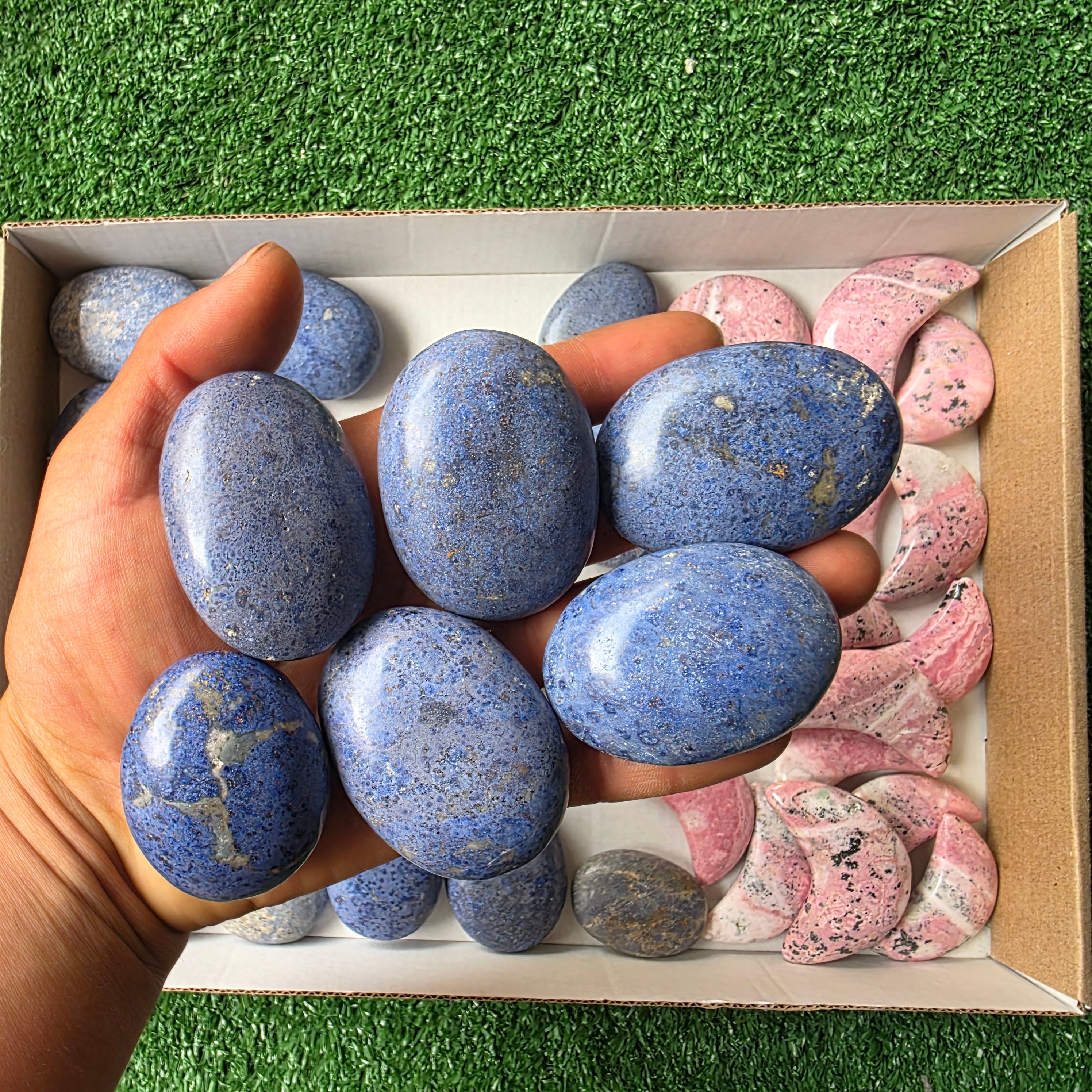 lot 40 pcs Rhodonite, Dumortierite Palm and moon