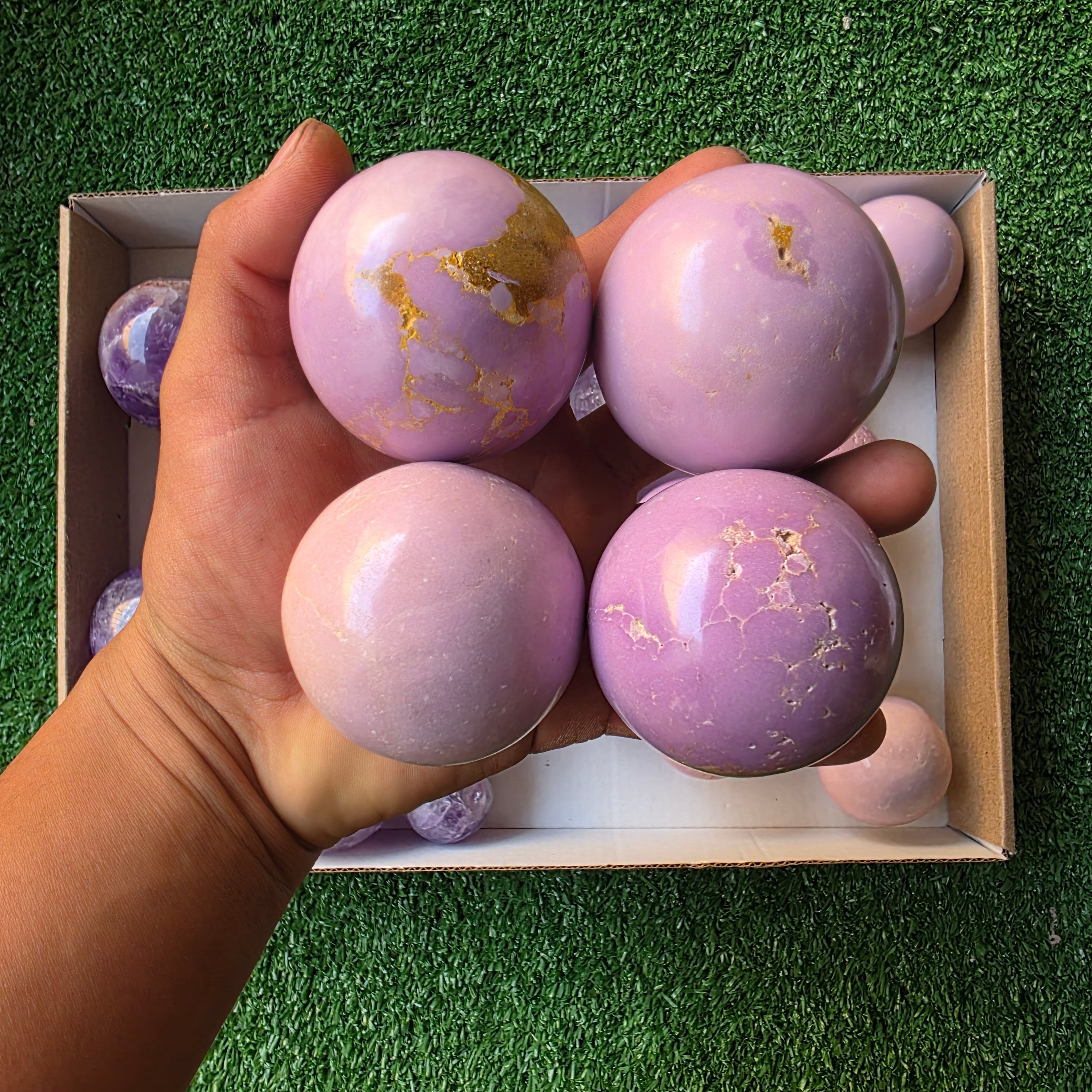 lot 30 pcs Amethyst and Phosphosiderite Sphere