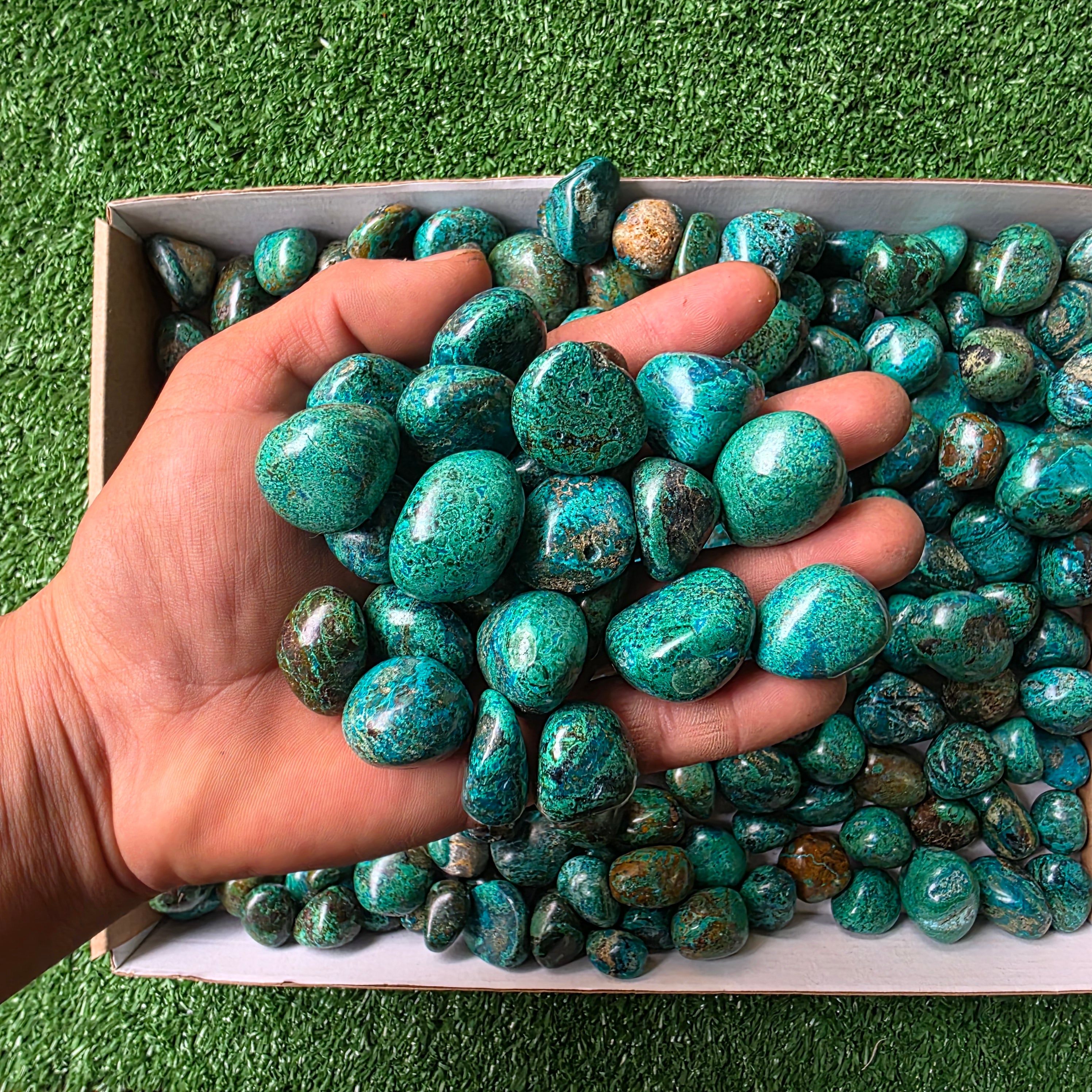 Lot 3 kg Chrysocolla tumbled