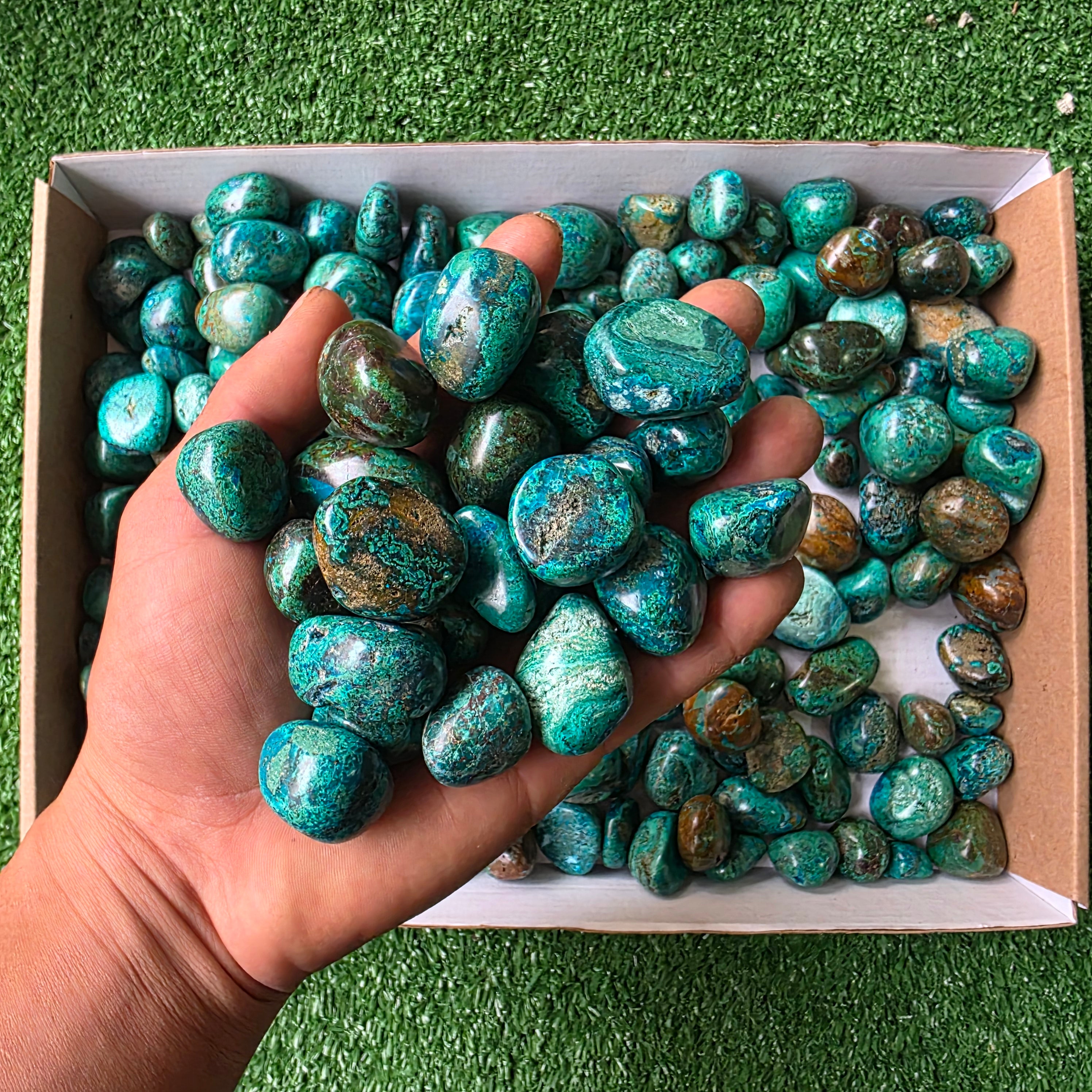Lot 3 kg Chrysocolla tumbled