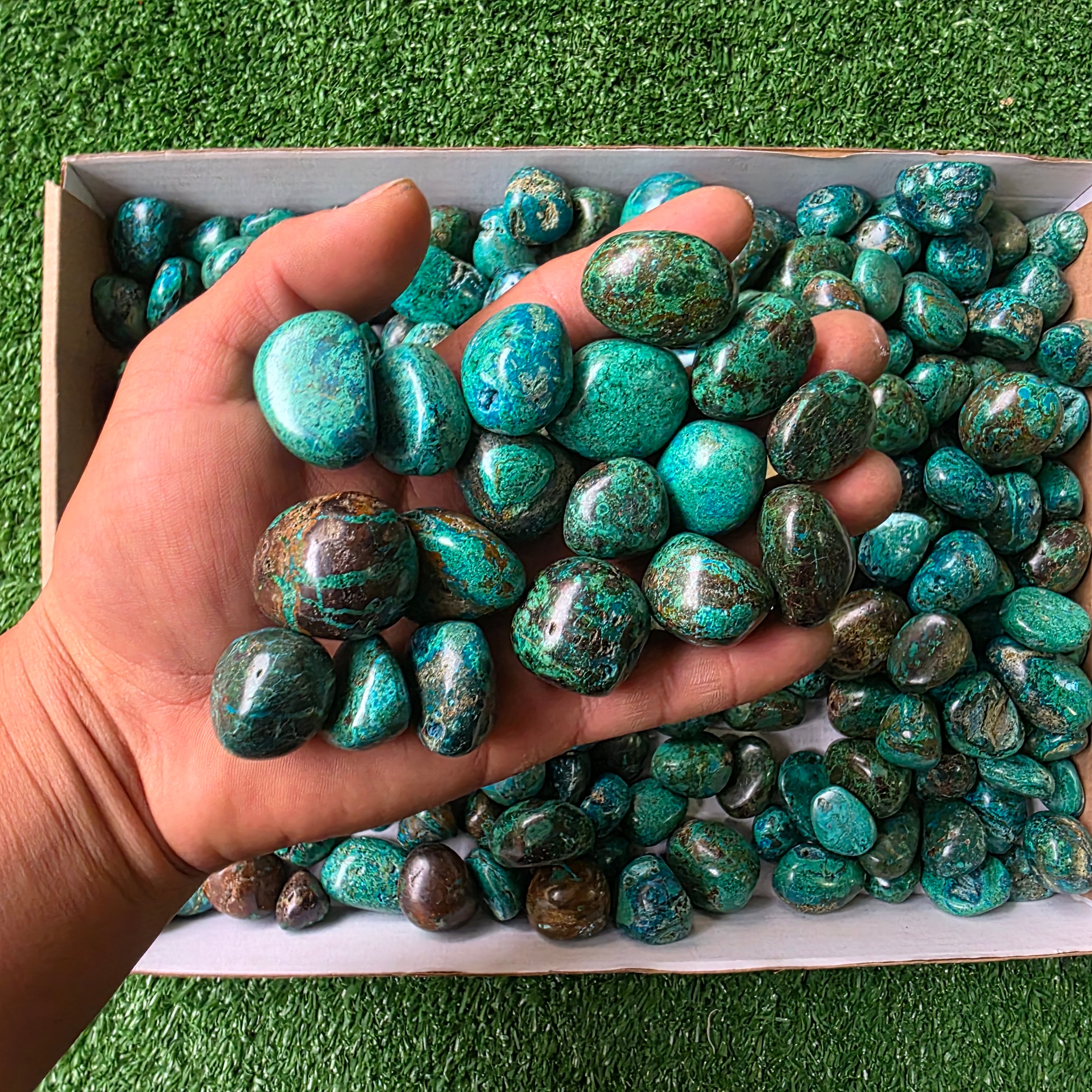 Lot 3 kg Chrysocolla tumbled