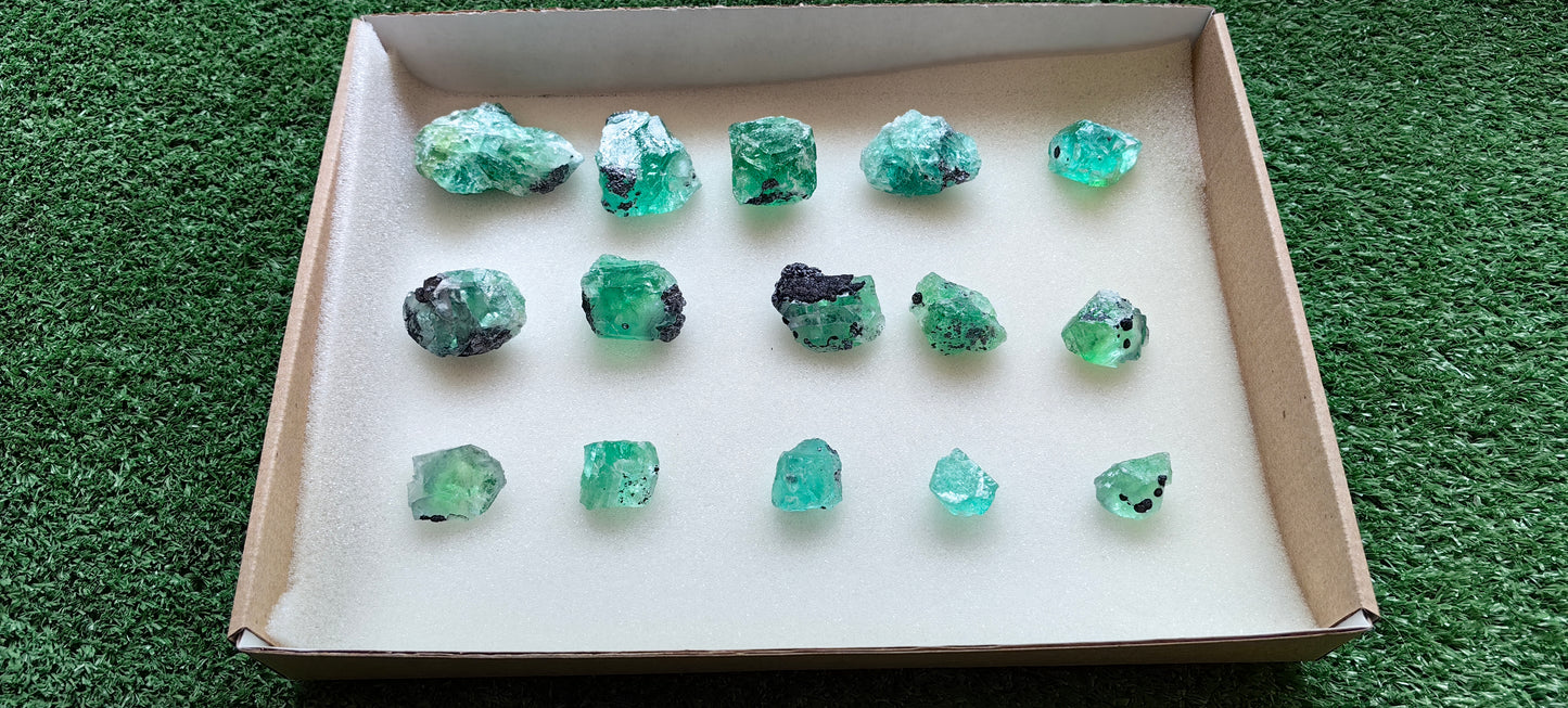 15 pcs Fluorite, Sphalerite, Galena, Pyrite