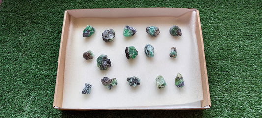 15 pcs Fluorite, Sphalerite, Galena, Pyrite